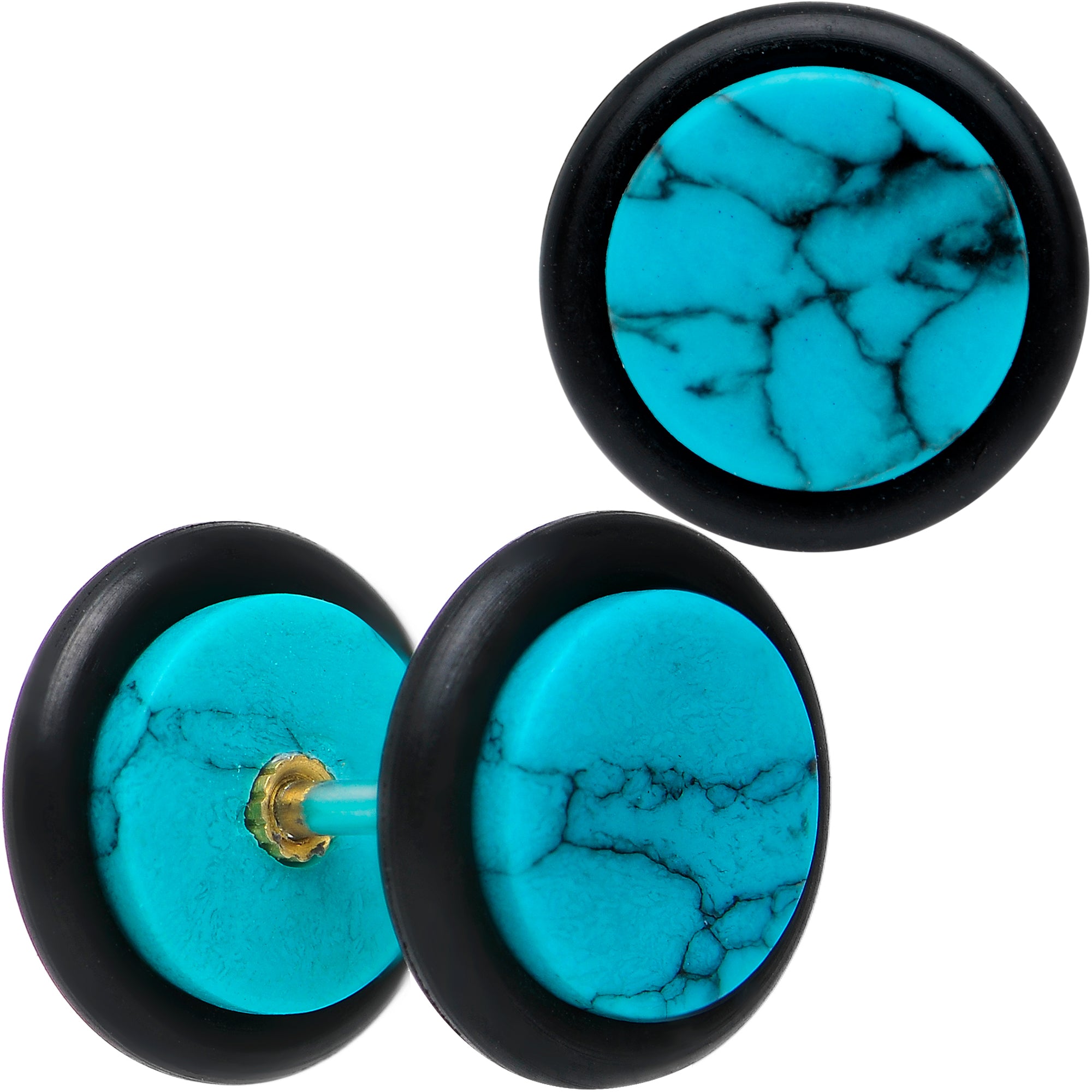Aqua Faux Marble Cheater Plug Set