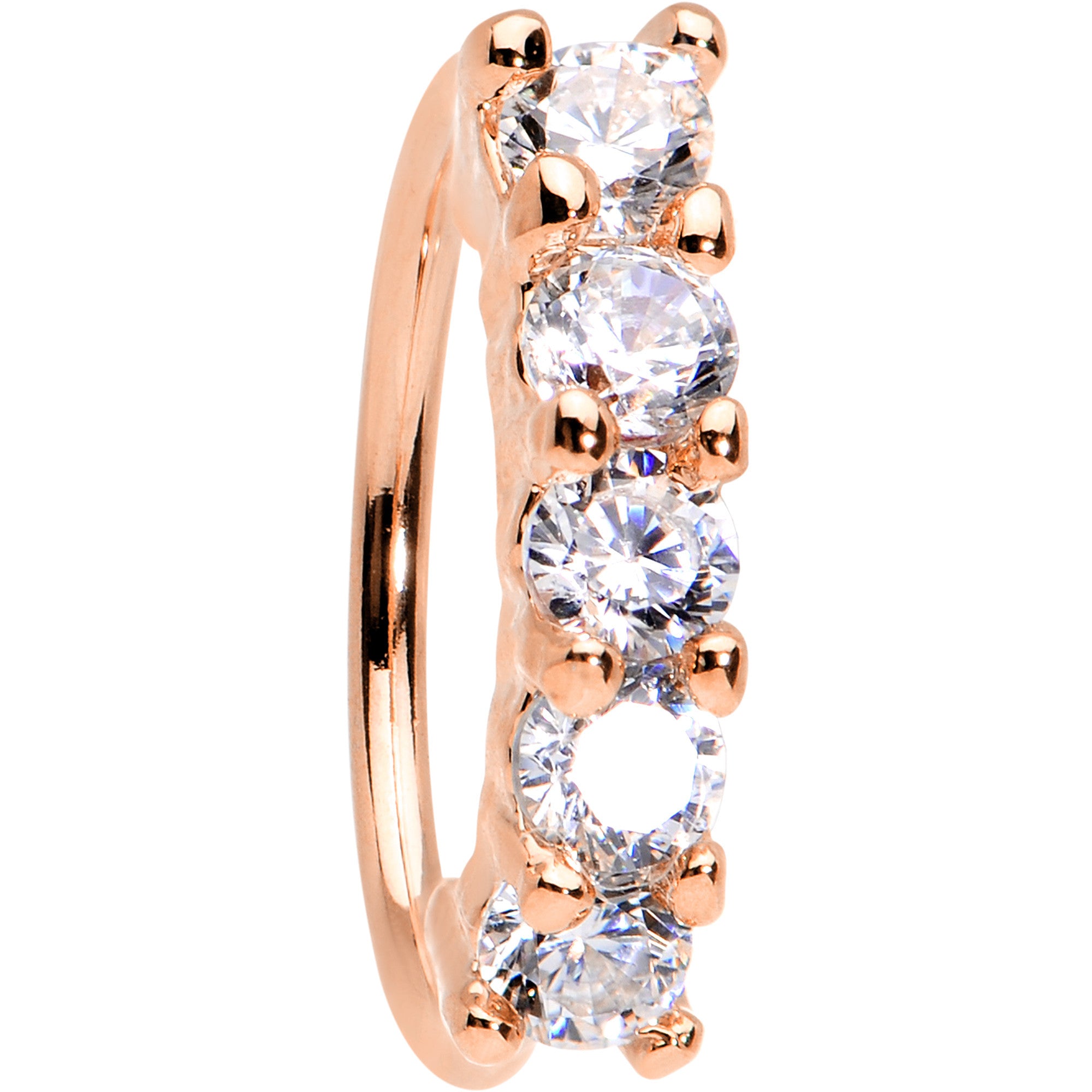 20G 5/16 Clear CZ Rose Gold IP Quintet Seamless Circular Ring