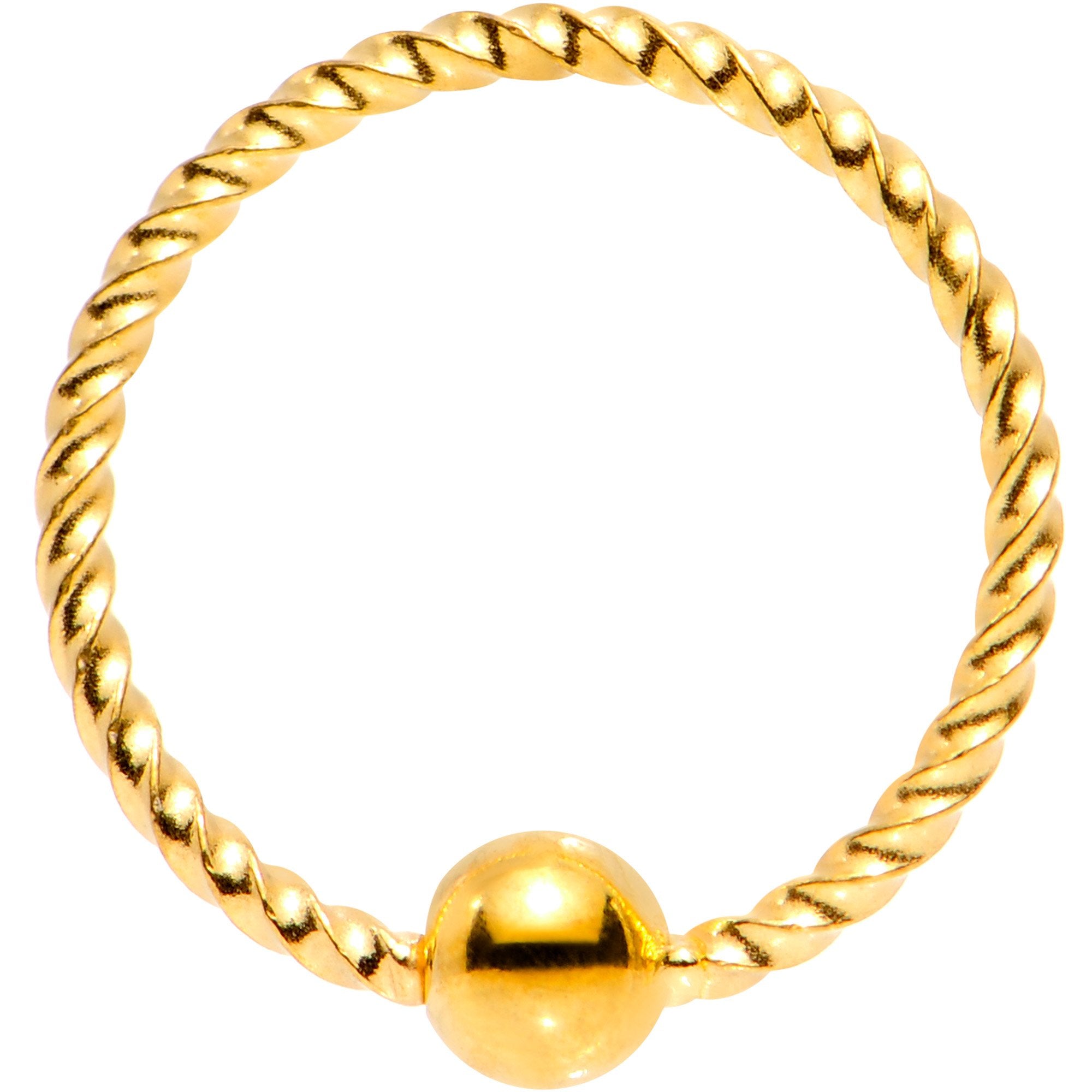 20G 5/16 Gold Tone Anodized So Twisted Captive Style Seamless Ring