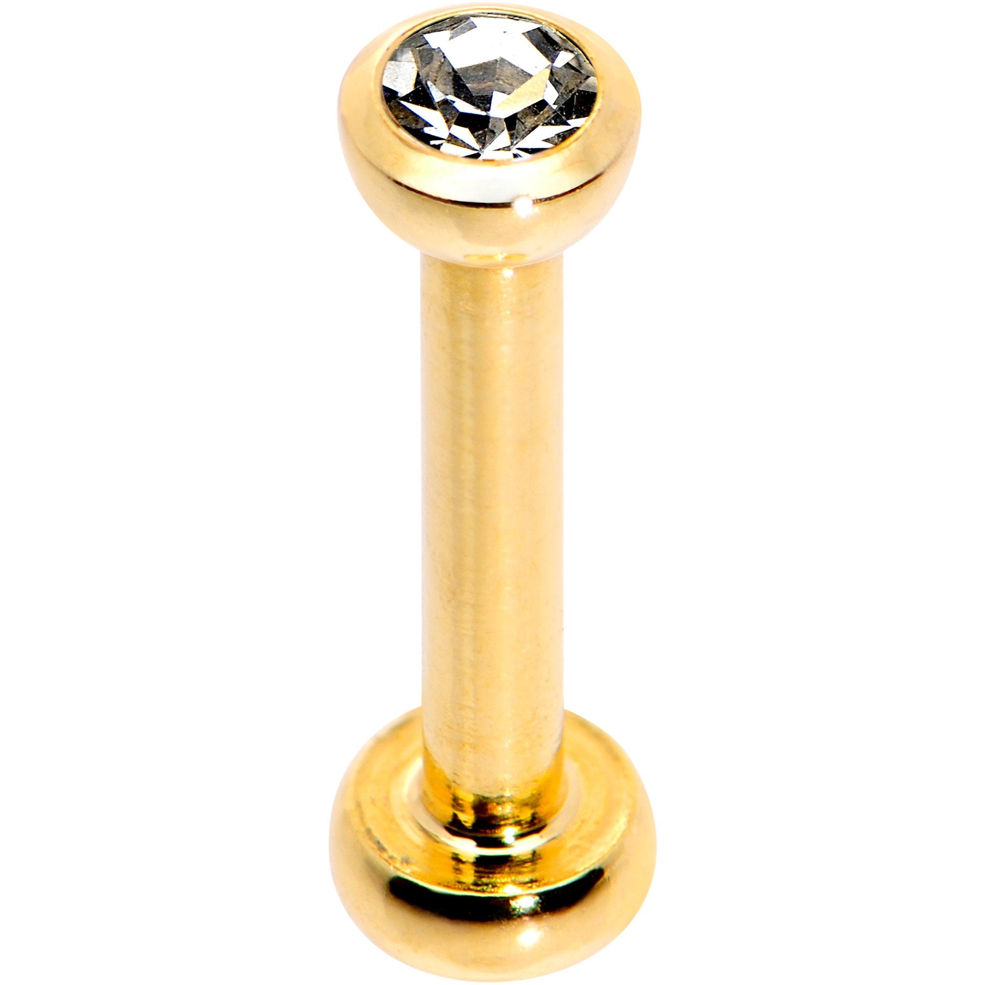 Clear 2mm Gem Gold Tone Internally Threaded Cartilage Earring