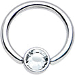 16 Gauge 3/8 Clear Gem Steel BCR Captive Ring 4mm Flat Disc
