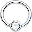 16G 3/8 Clear Gem Steel BCR Captive Ring 4mm Flat Disc