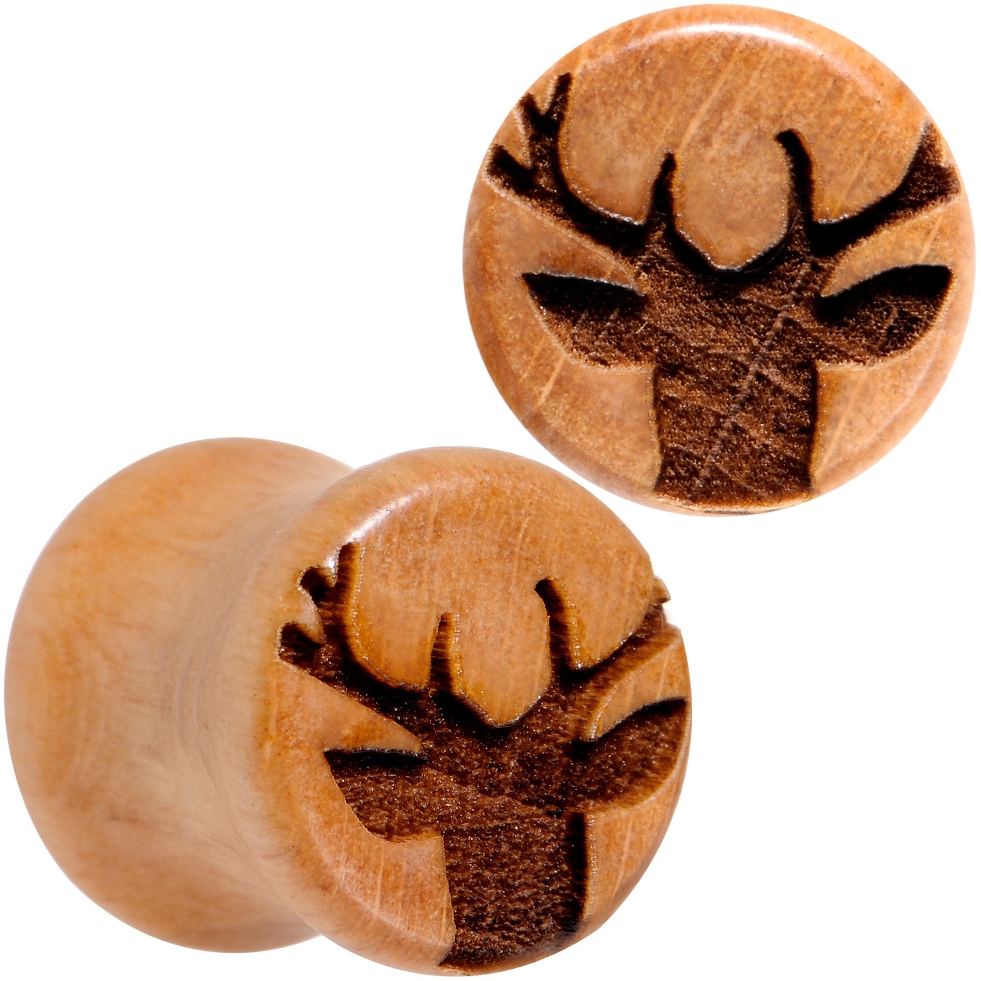 Organic Beechwood Holiday Antler Deer Saddle Plug Set Sizes 8mm to 25mm