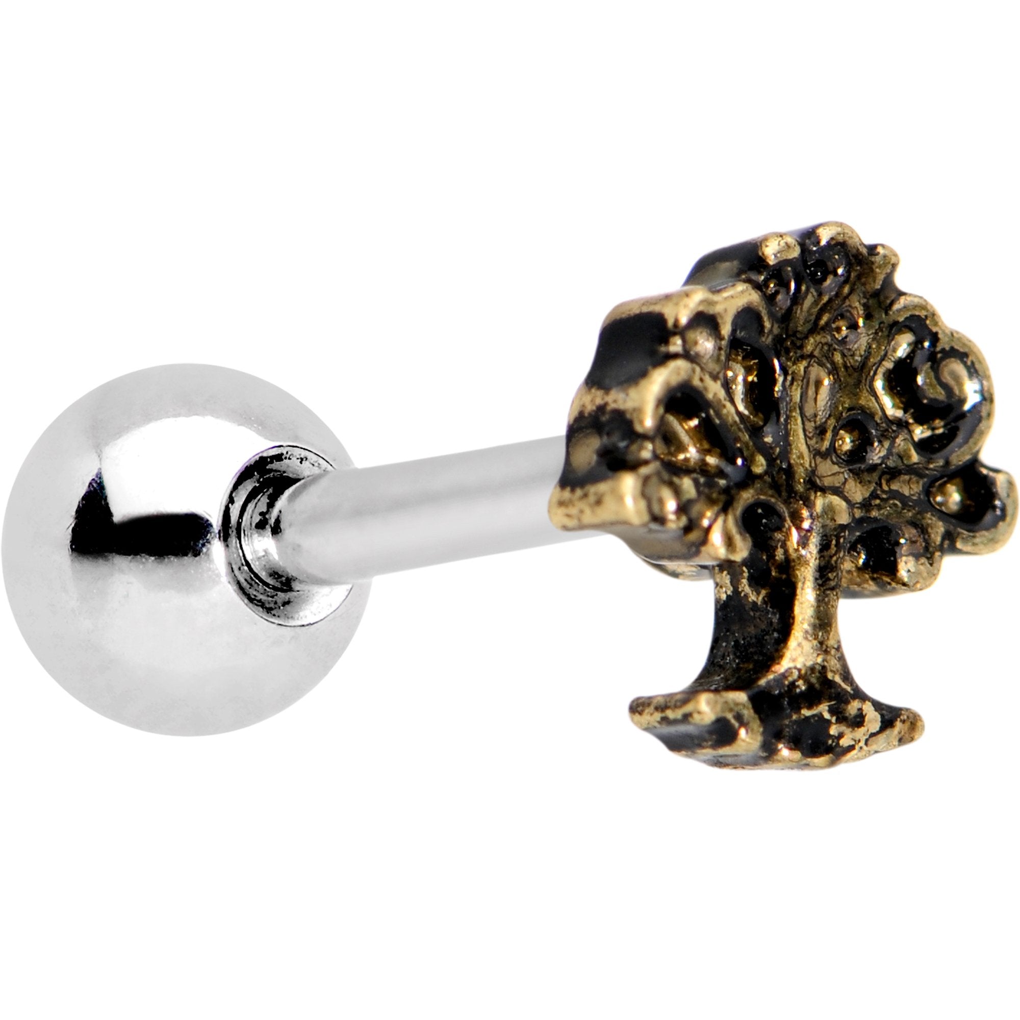 16G 1/4 Gold Tone Ancient Tree of Life Tragus Cartilage Earring