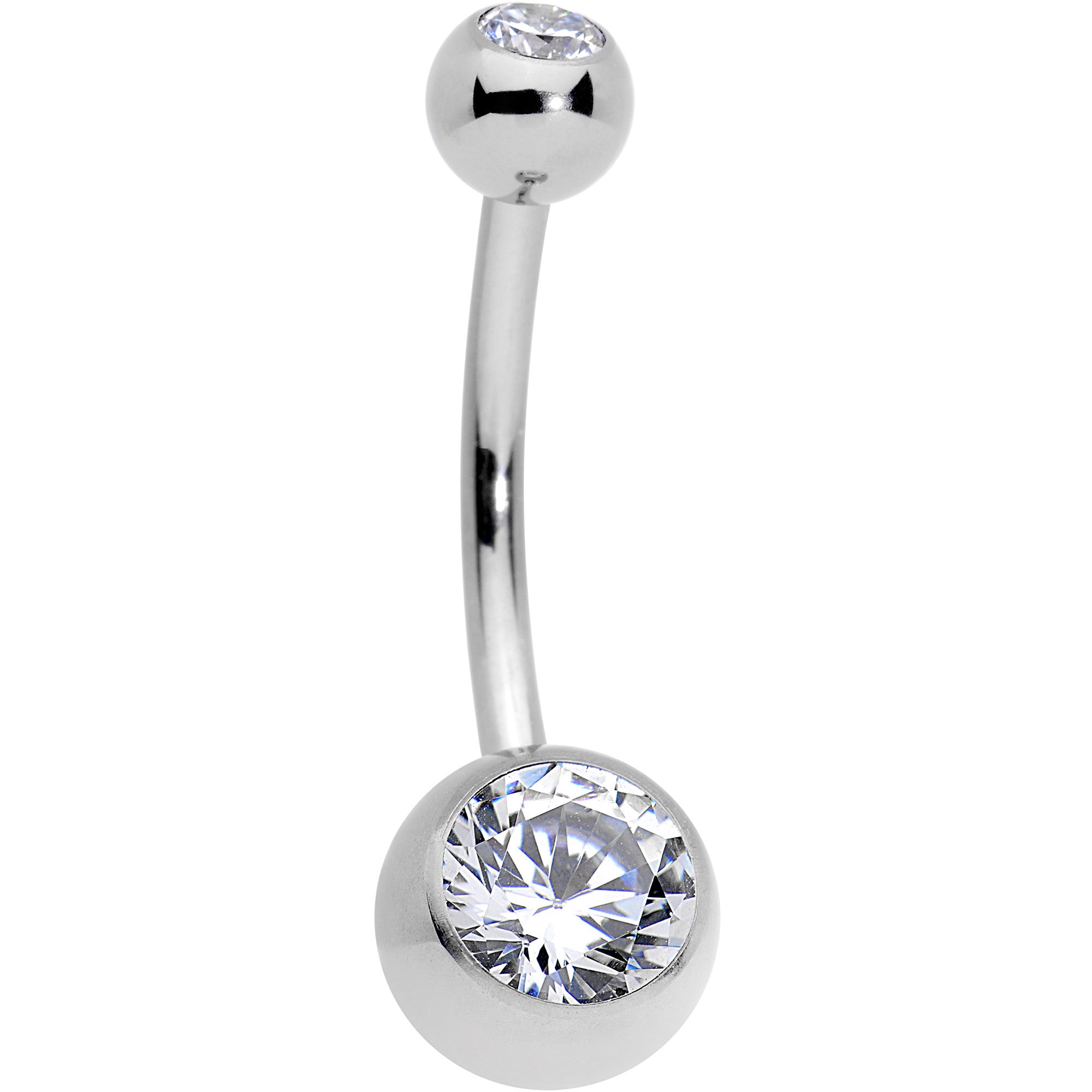 1/2 Clear Gem Grade 23 Solid Titanium Internally Threaded Belly Ring