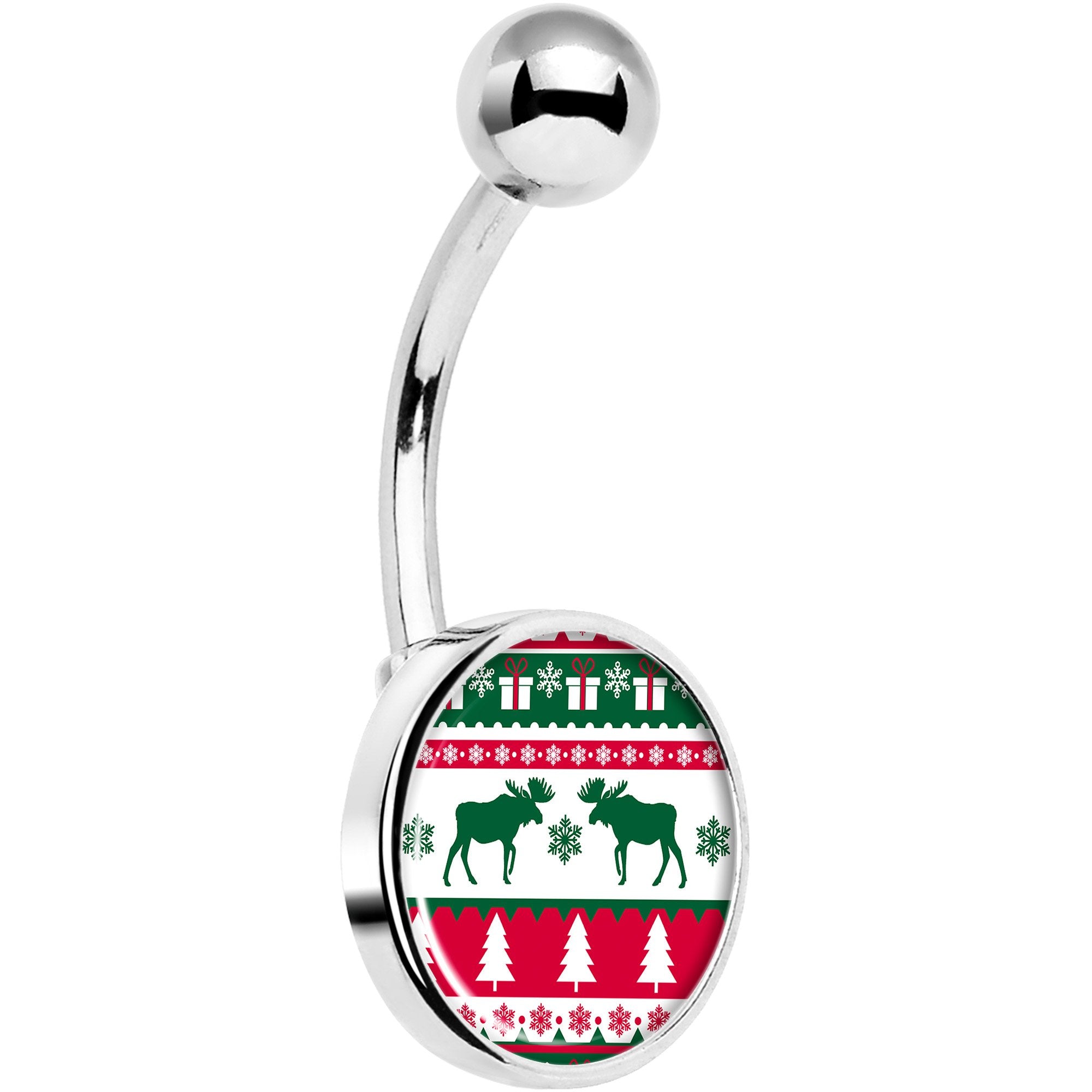 Ugly Christmas Sweater Hypoallergenic Stainless Steel Belly Ring
