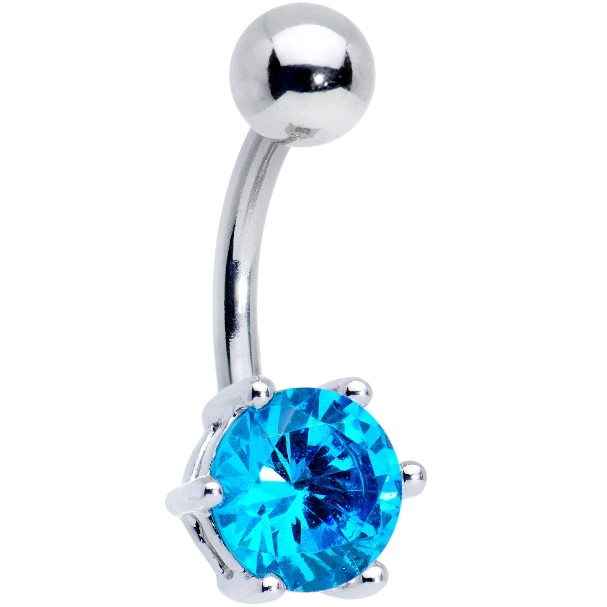 Blue Purple Aurora Clear CZ Gem Belly Ring Set of 4