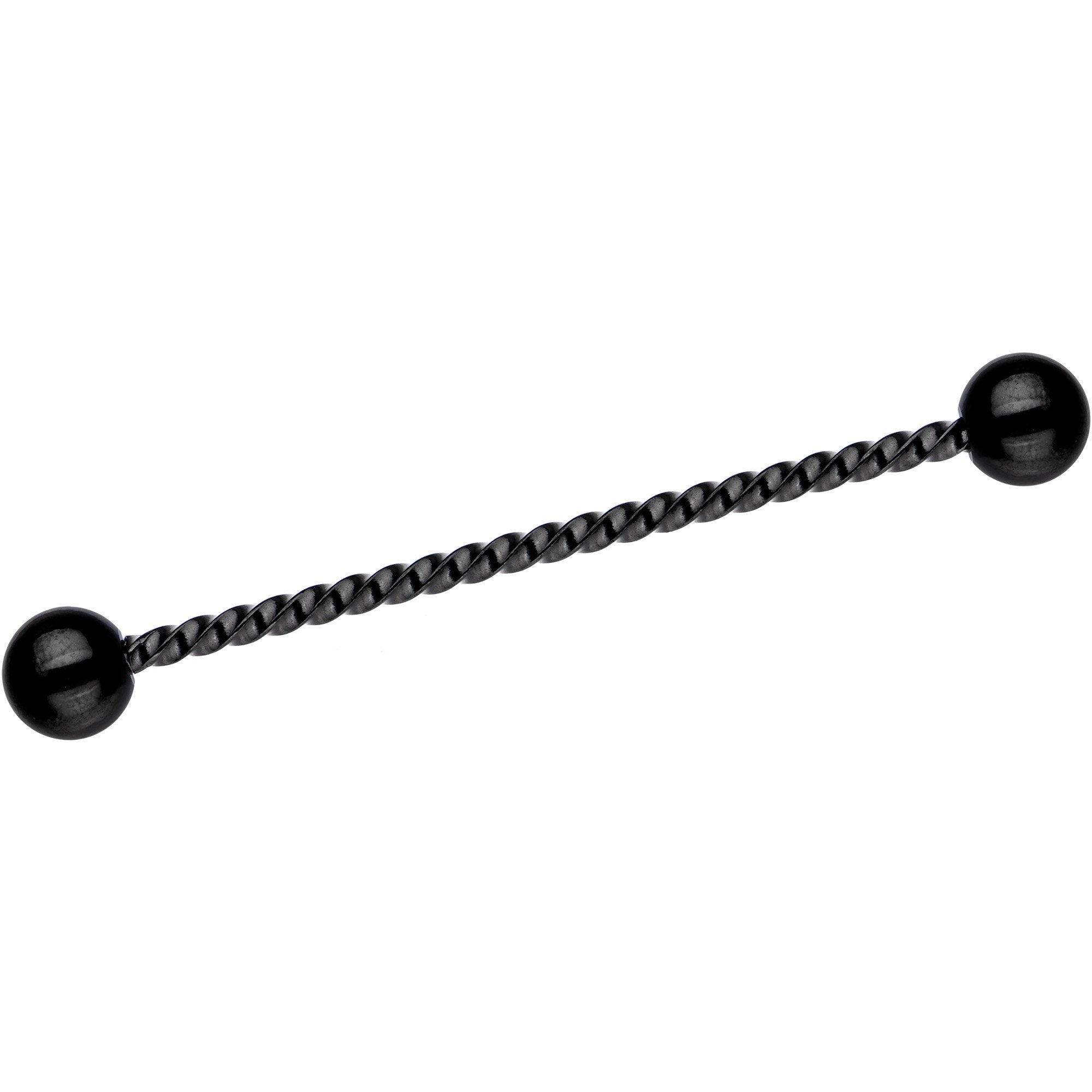 Black IP Seriously Twisted Industrial Barbell Earring 38mm