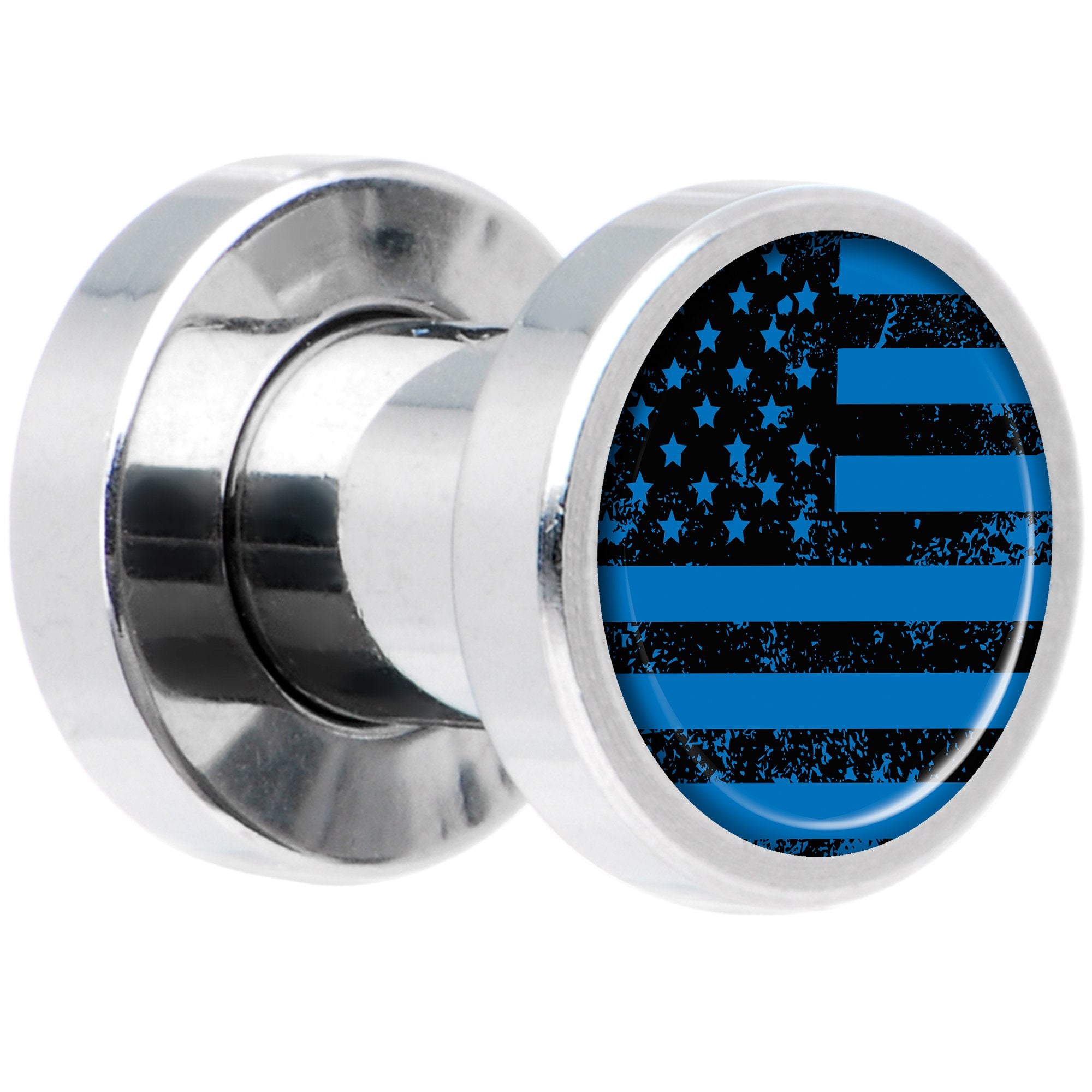 Blue American Flag Steel Screw Fit Plug Set 4G