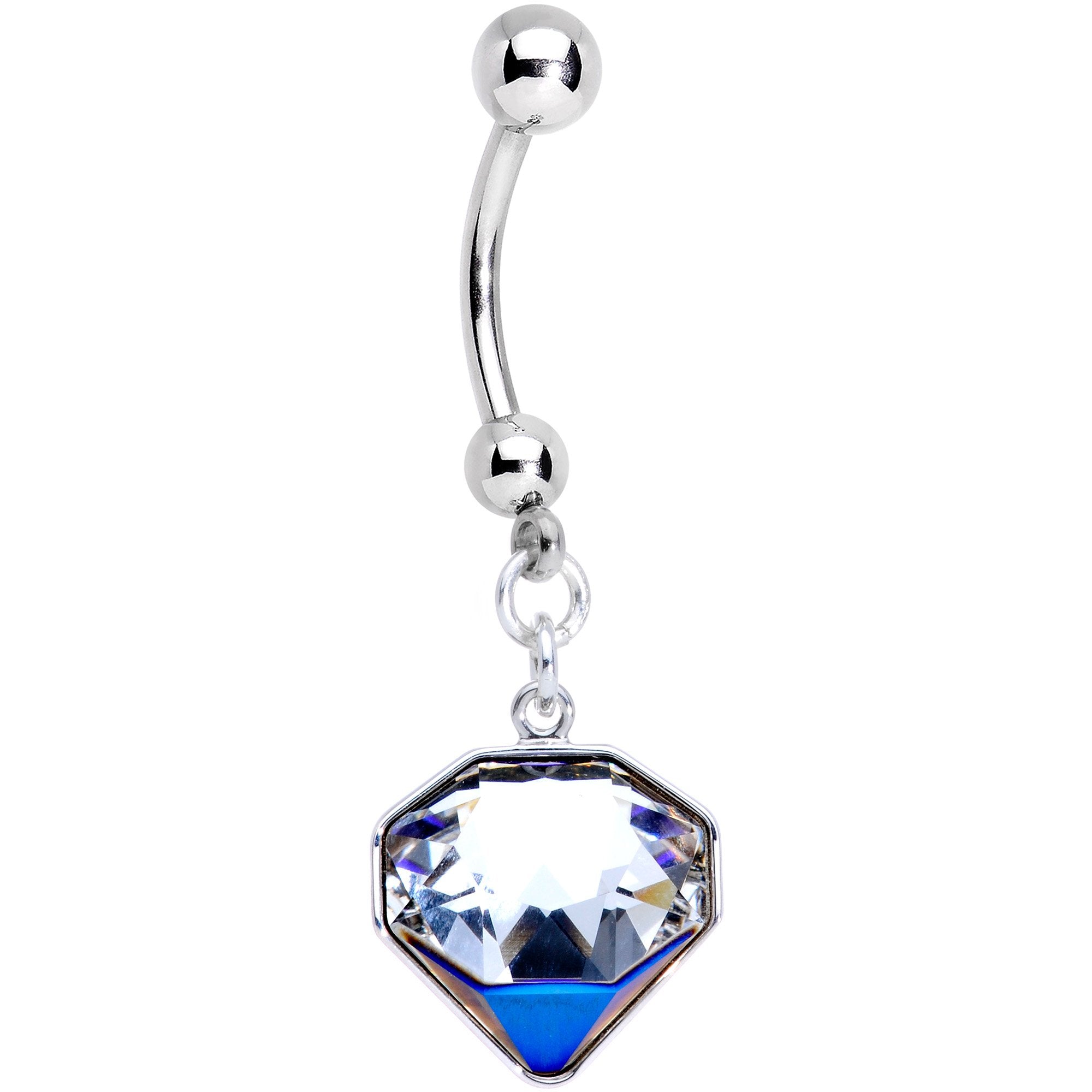 Handmade Big Bling Dangle Belly Ring Created with Crystals