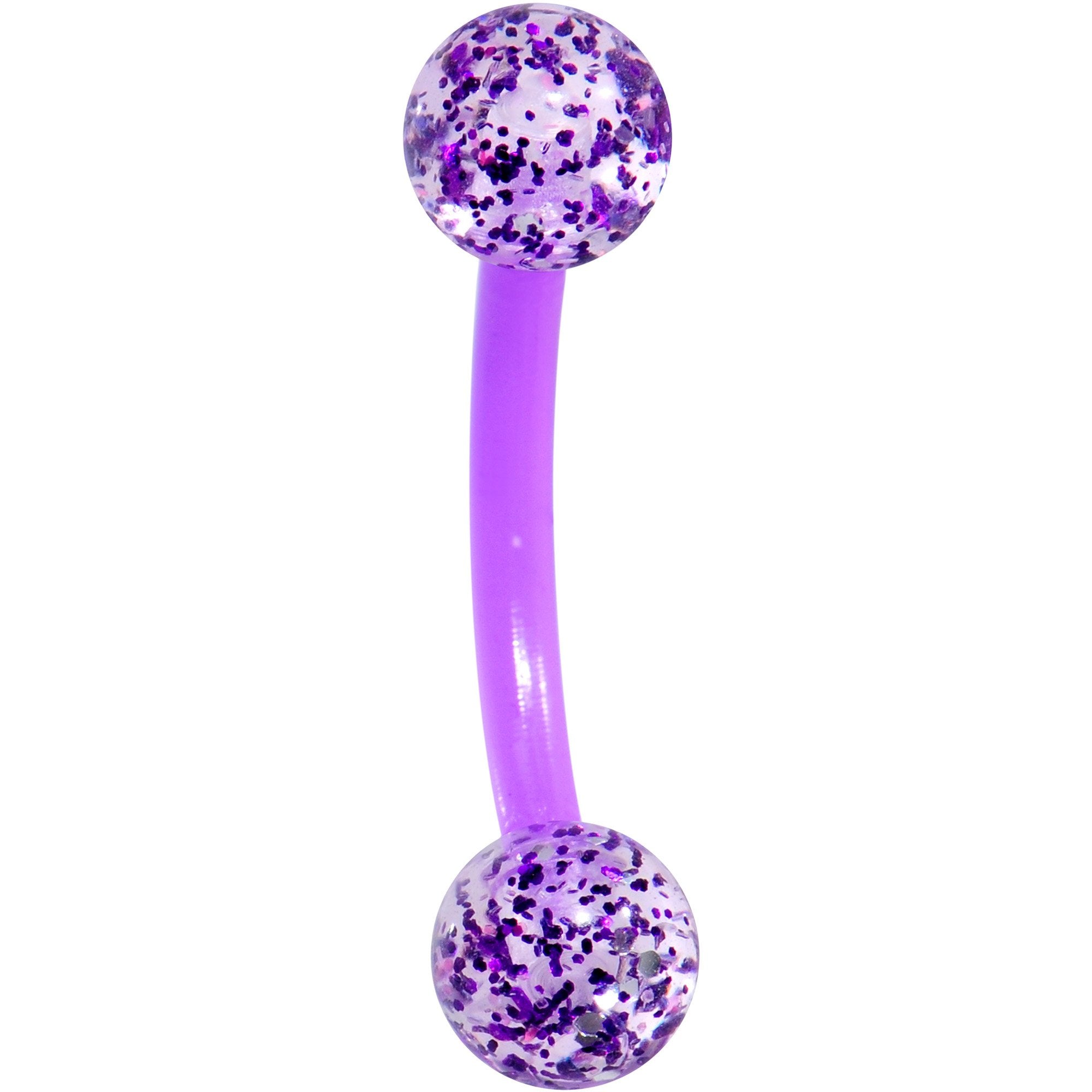 16G 5/16 Purple Glitter Burst Curved Eyebrow Ring