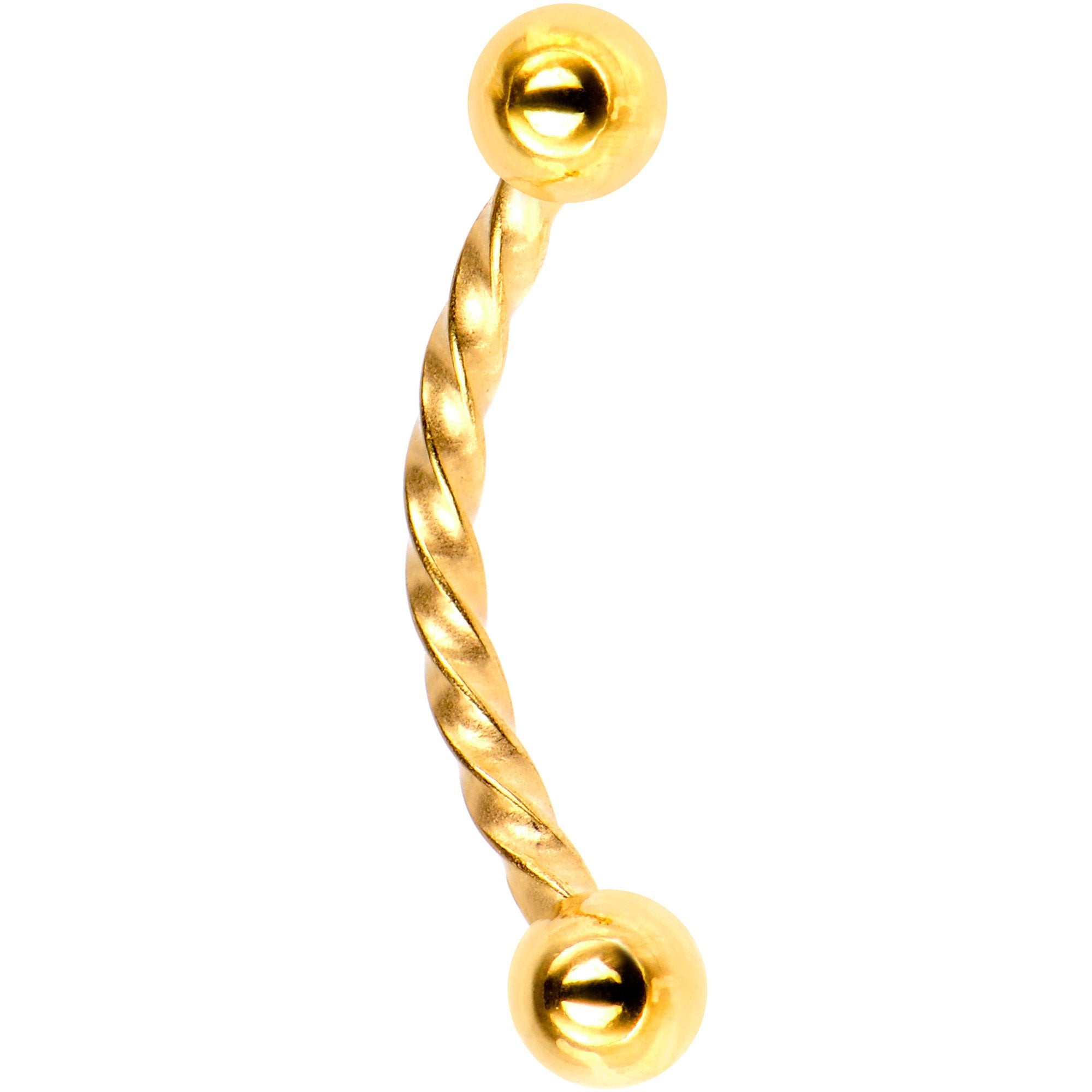 16G 3/8 Gold Tone IP Seriously Twisted Curved Eyebrow Ring