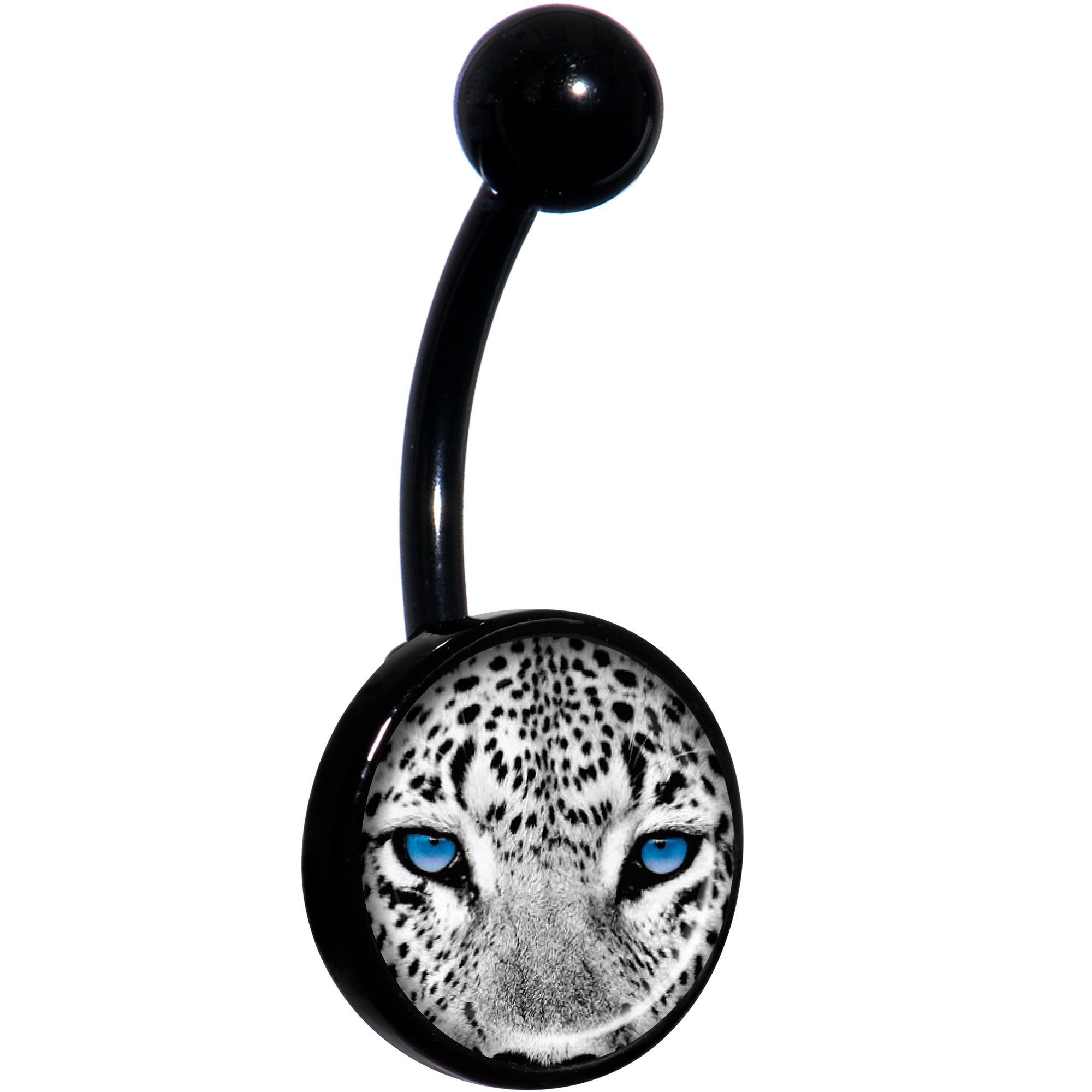 Black White Leopard Eyes Black Hypoallergenic Stainless Steel Belly Ring