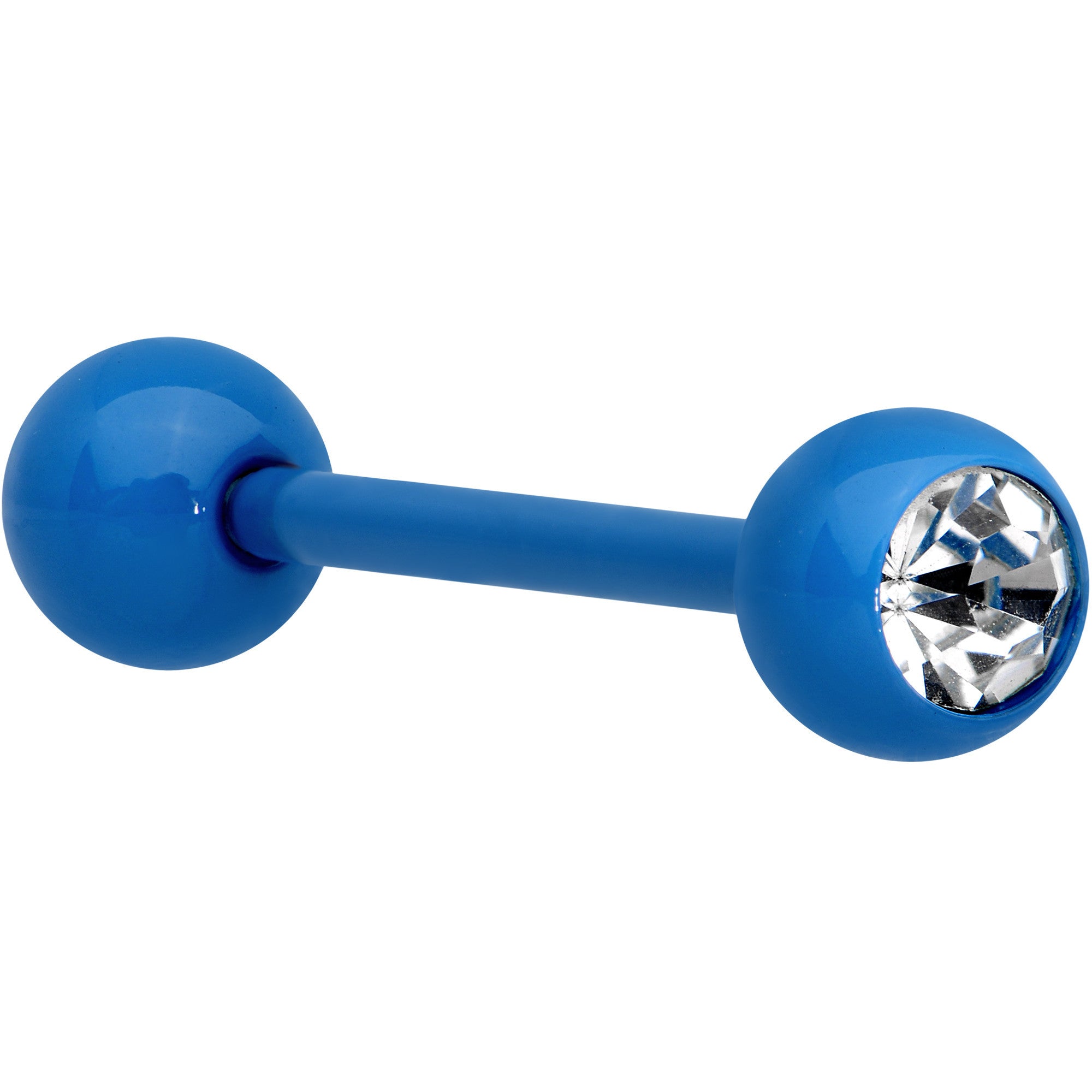 14G 5/8 Clear Gem Blue Acrylic Over Steel Tongue Ring