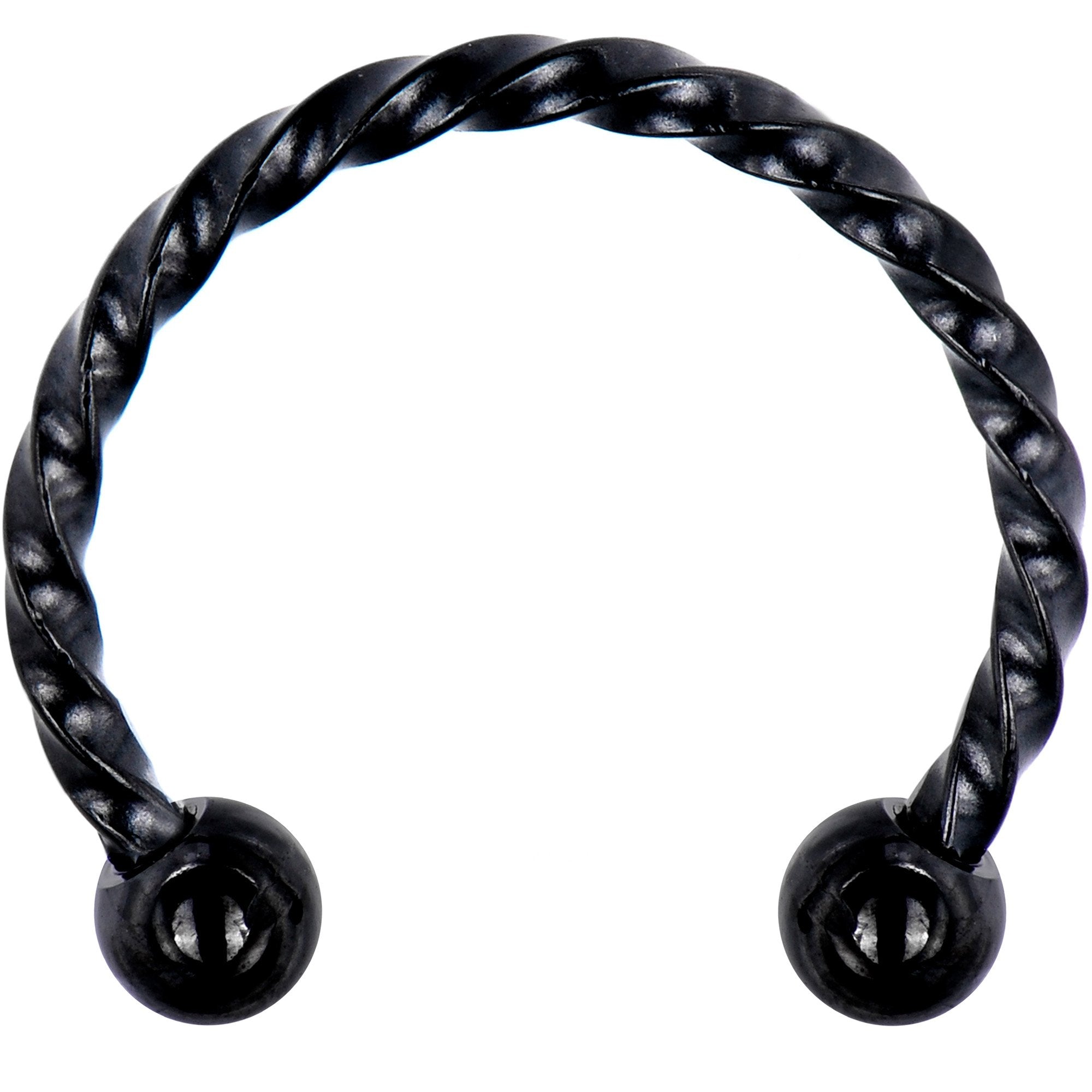 16G 1/2 Black Seriously Twisted Horseshoe Circular Barbell