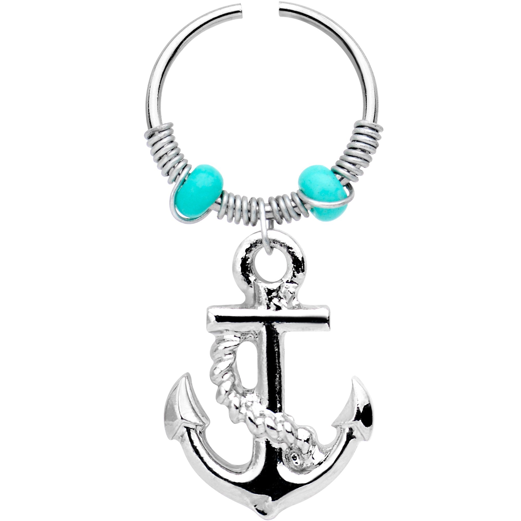 16G 1/4 Nautical Anchor Dangle Circular Hoop