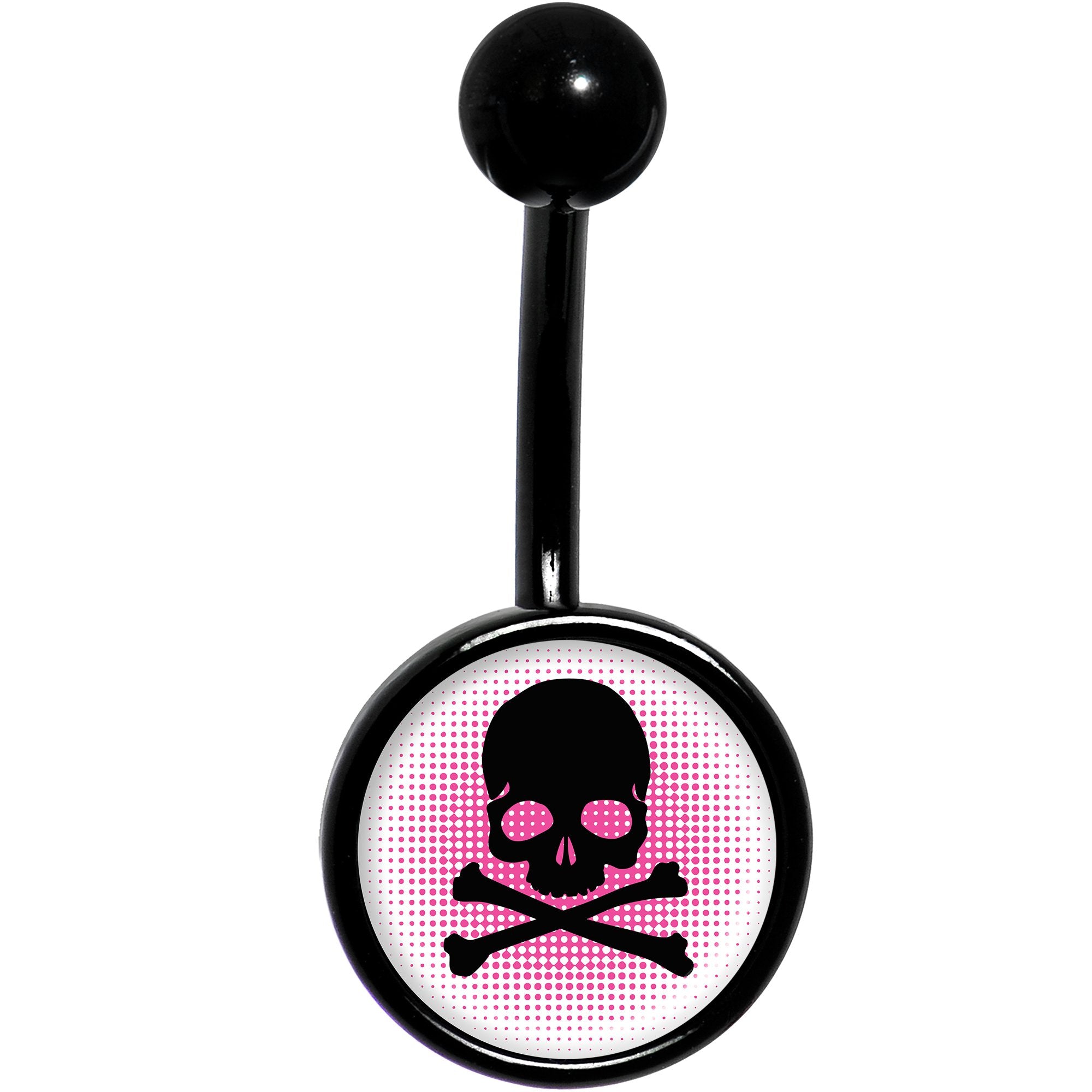 Pink Black Skull Black Stainless Steel Belly Ring lightweight comfortable