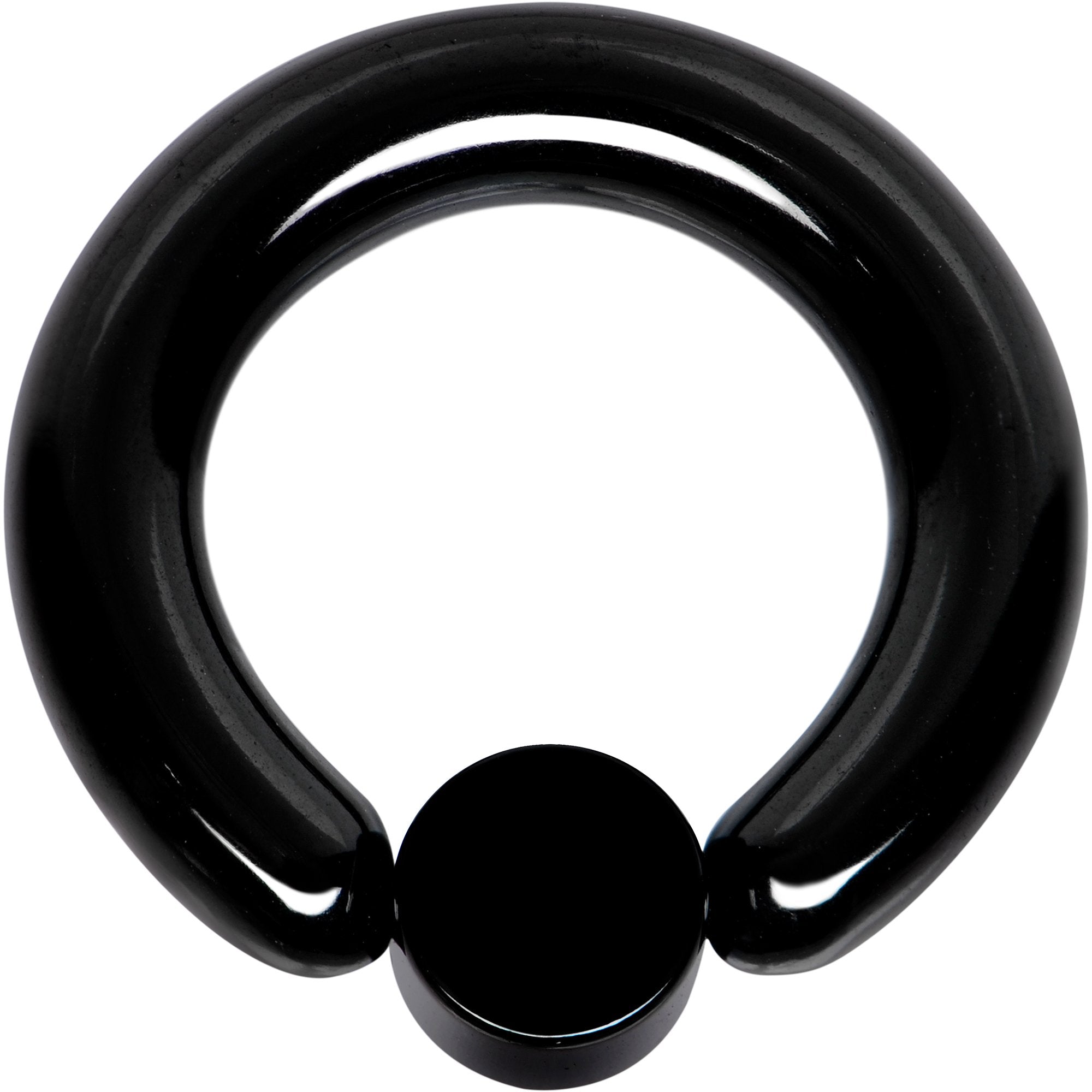 6G 1/2 White Faux Opal 6mm Disc Black IP BCR Captive Ring