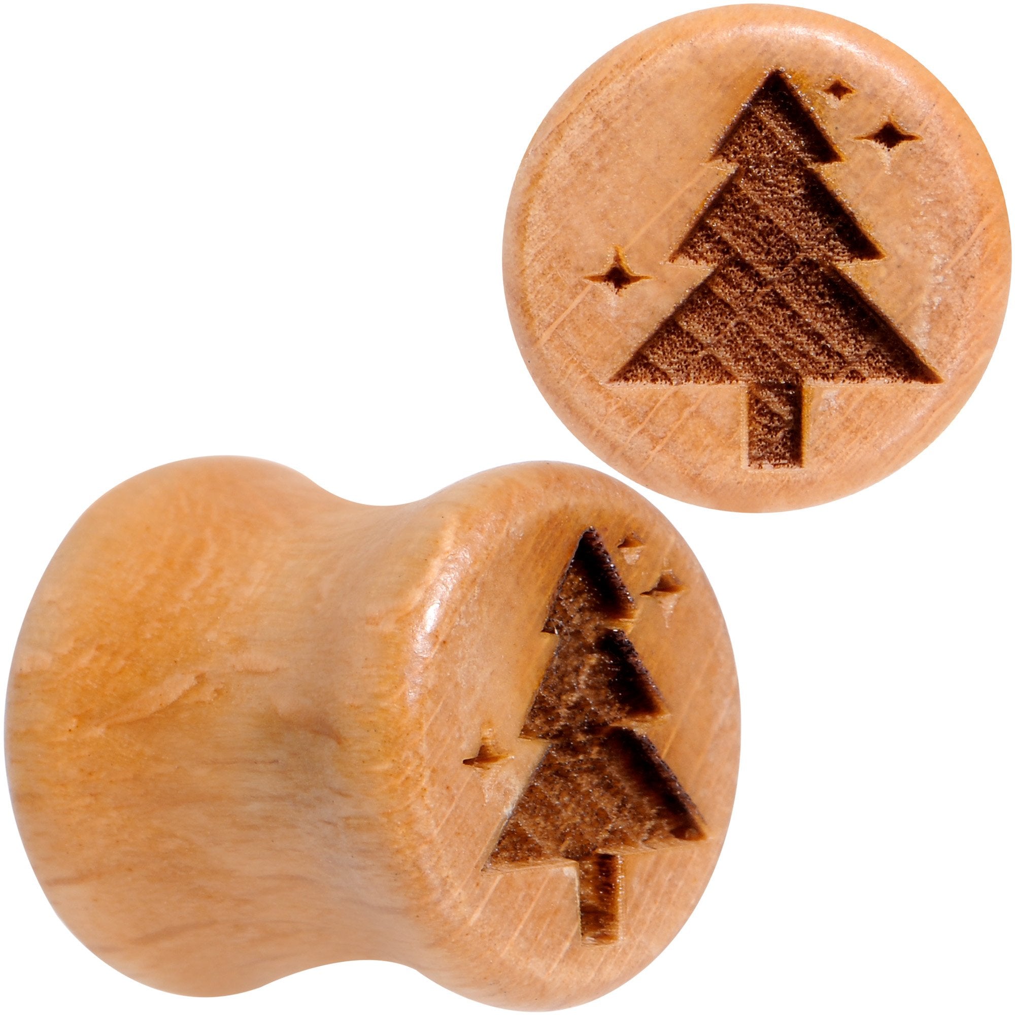 Organic Beechwood Christmas Tree Saddle Plug Set Sizes 8mm to 25mm