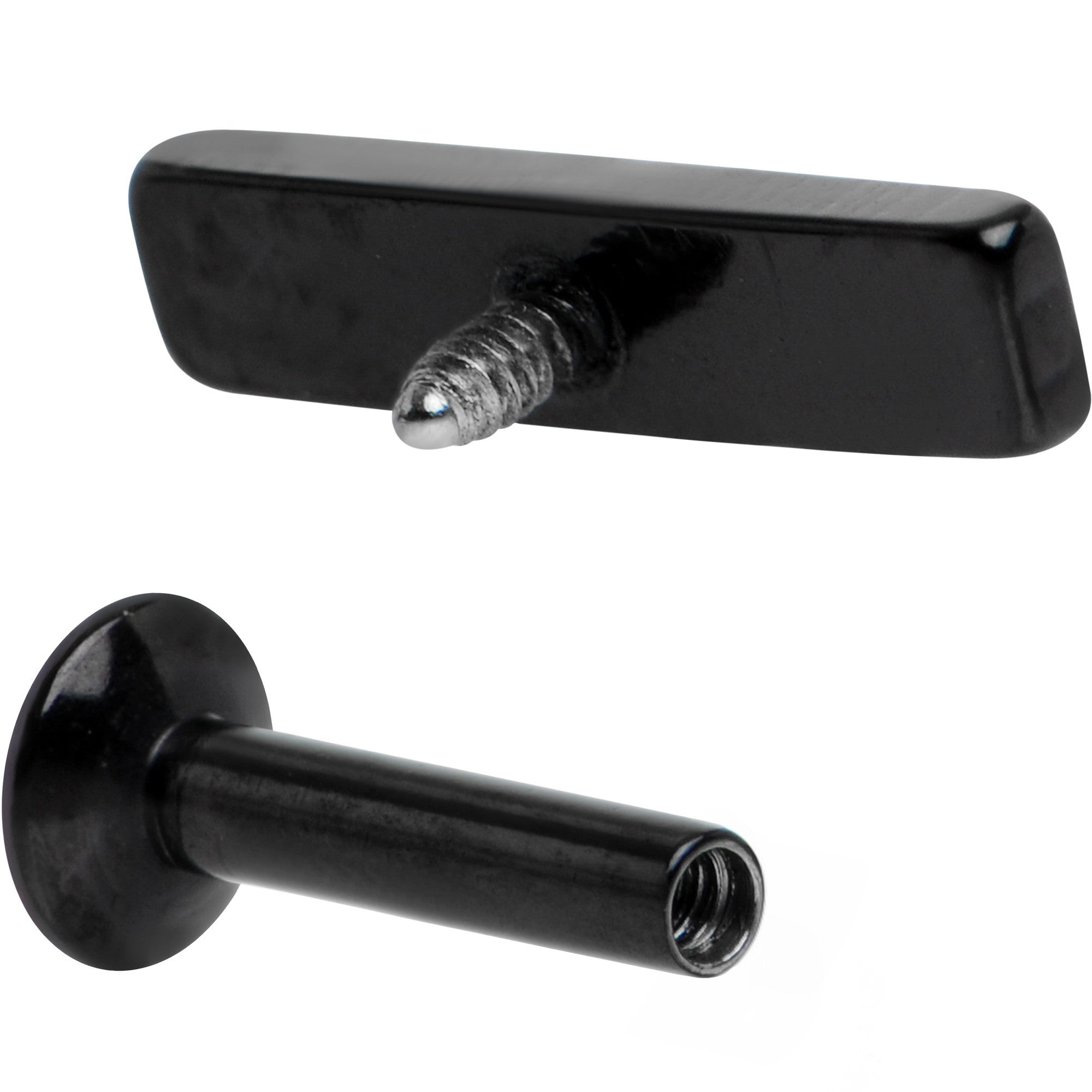 1/4 9mm Black IP Rectangle Internal Thread Daith Cartilage Tragus