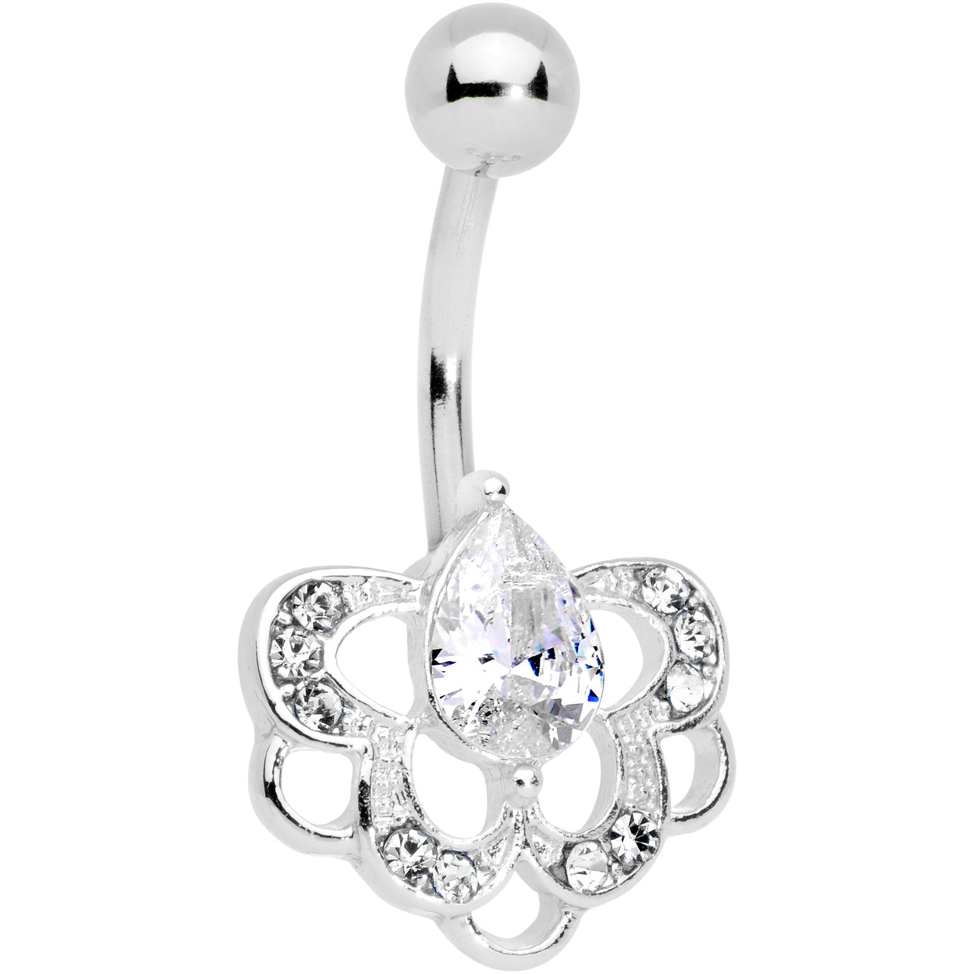 Clear Gem Delightful Art Deco Belly Ring