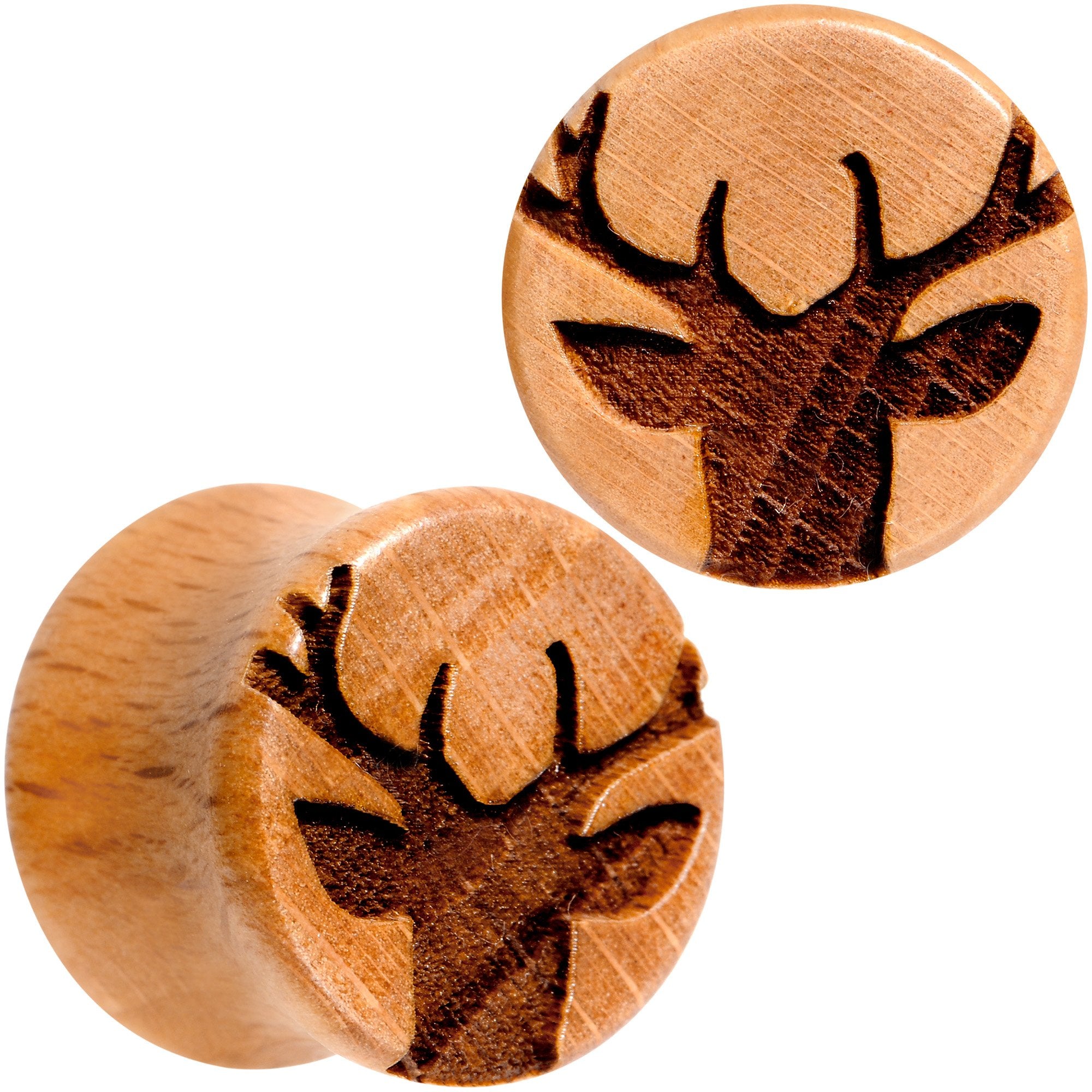 Organic Beechwood Holiday Antler Deer Saddle Plug Set Sizes 8mm to 25mm