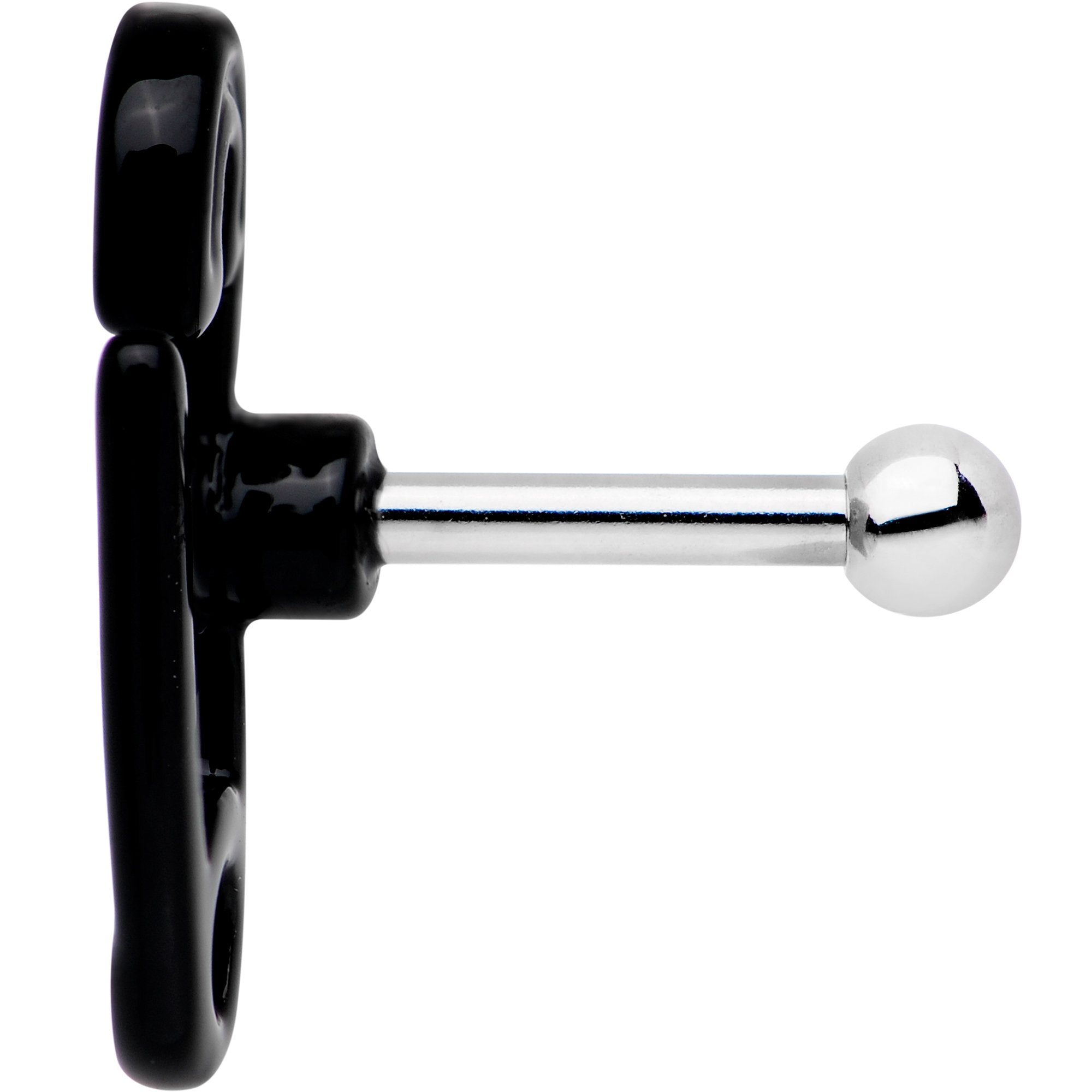 16G 1/4 Black PVD Open Safety Pin Tragus Cartilage Earring