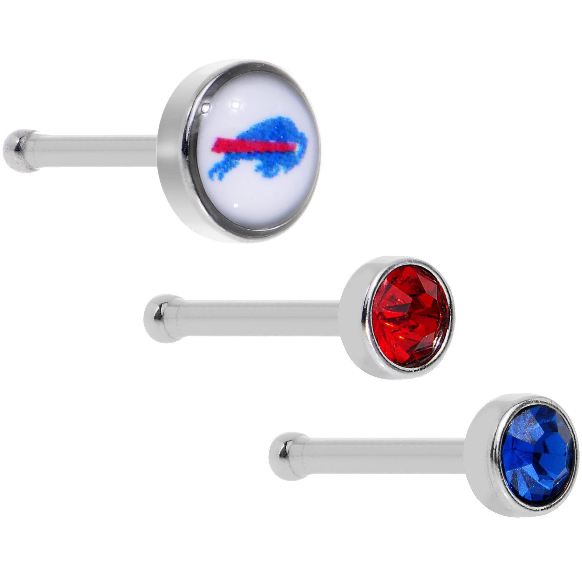 20G Licensed NFL Buffalo Bills Logo Nose Bone 3 Pack Set