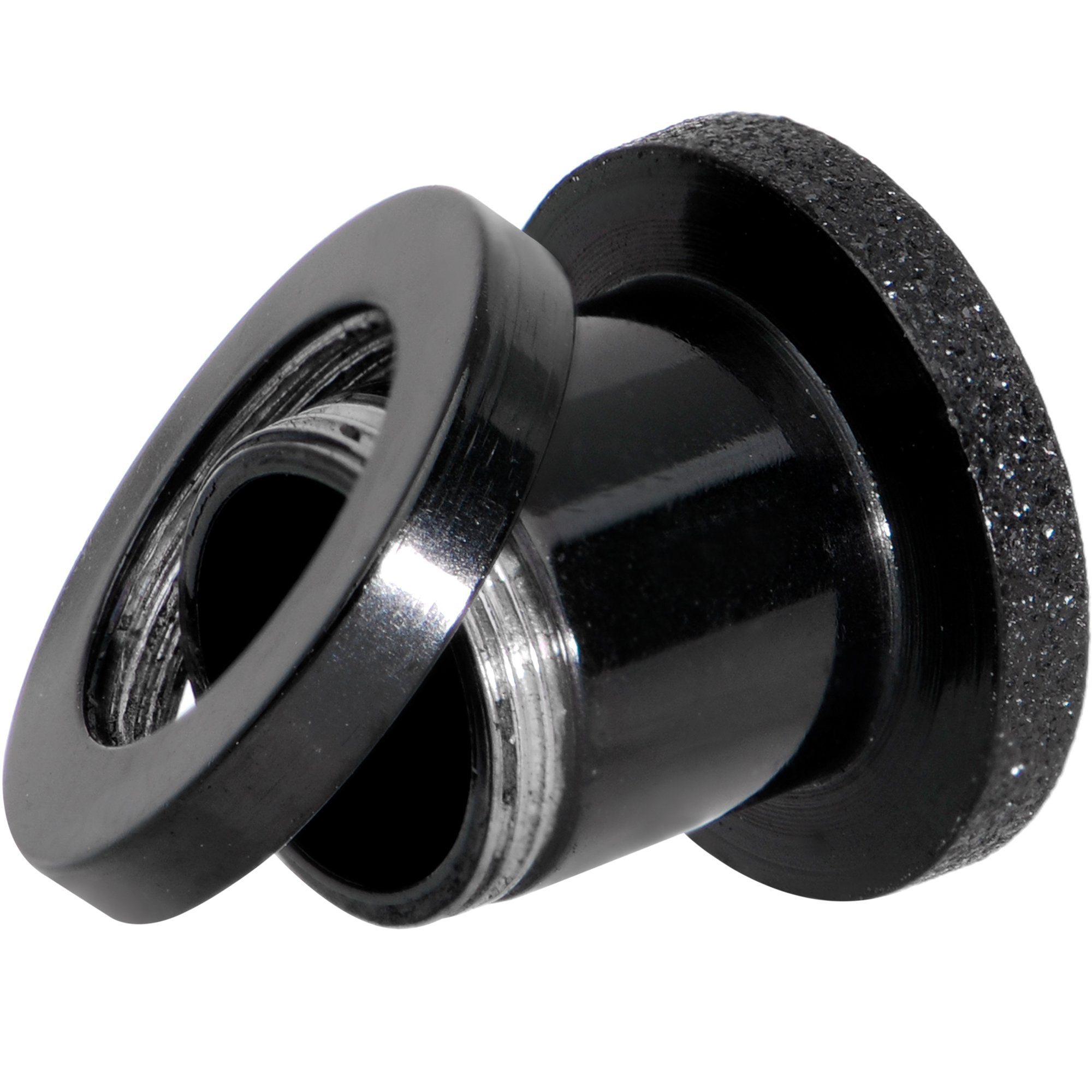 Black PVD Sandblasted Screw Fit Tunnel Plug Set 5mm to 16mm