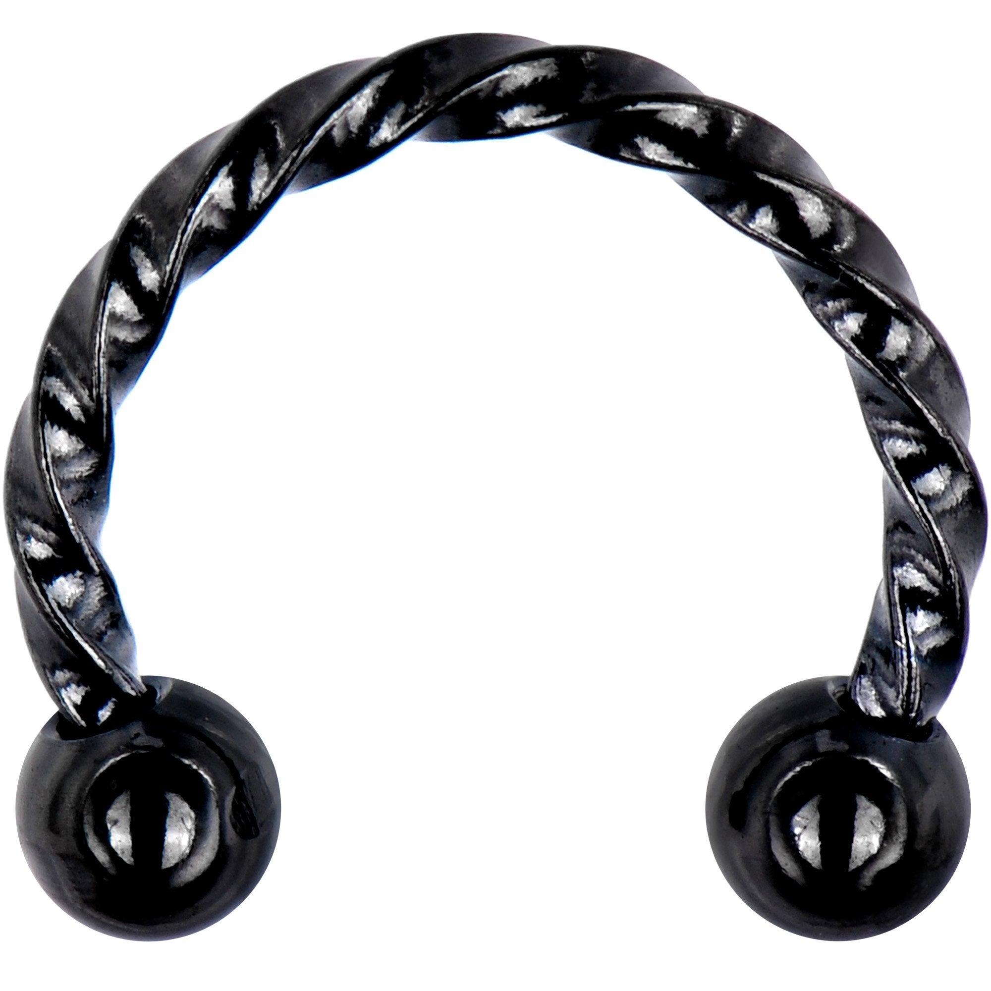 16G 5/16 Black IP Seriously Twisted Horseshoe Circular Barbell