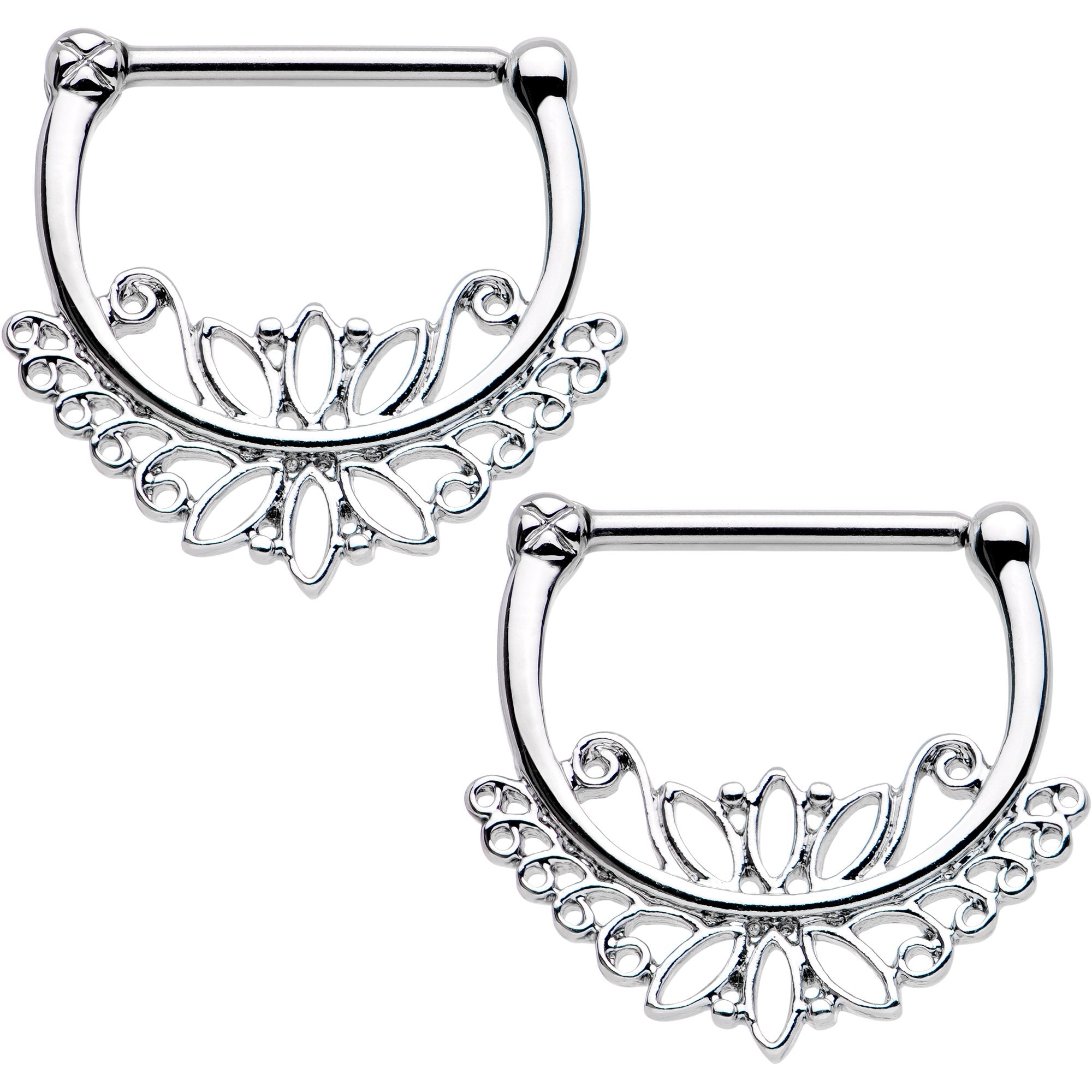 14G 1/2 Blooming Lotus Flower Nipple Clicker Set