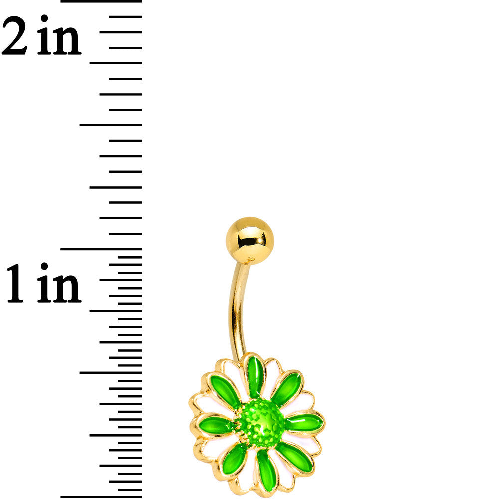 Green Gem Gold PVD Grand Garden Flower Belly Ring