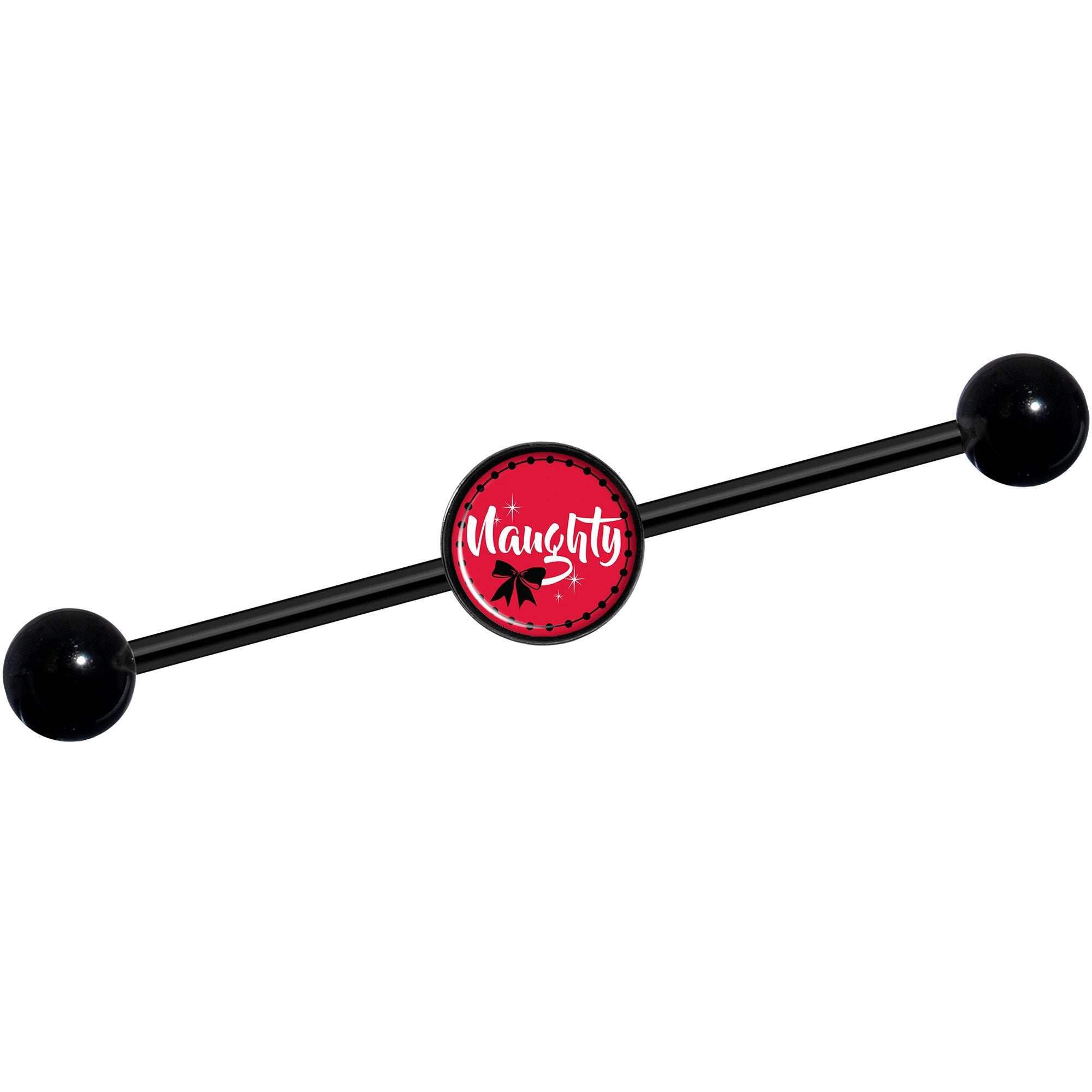 14G Naughty Holiday Black Industrial Barbell 37mm