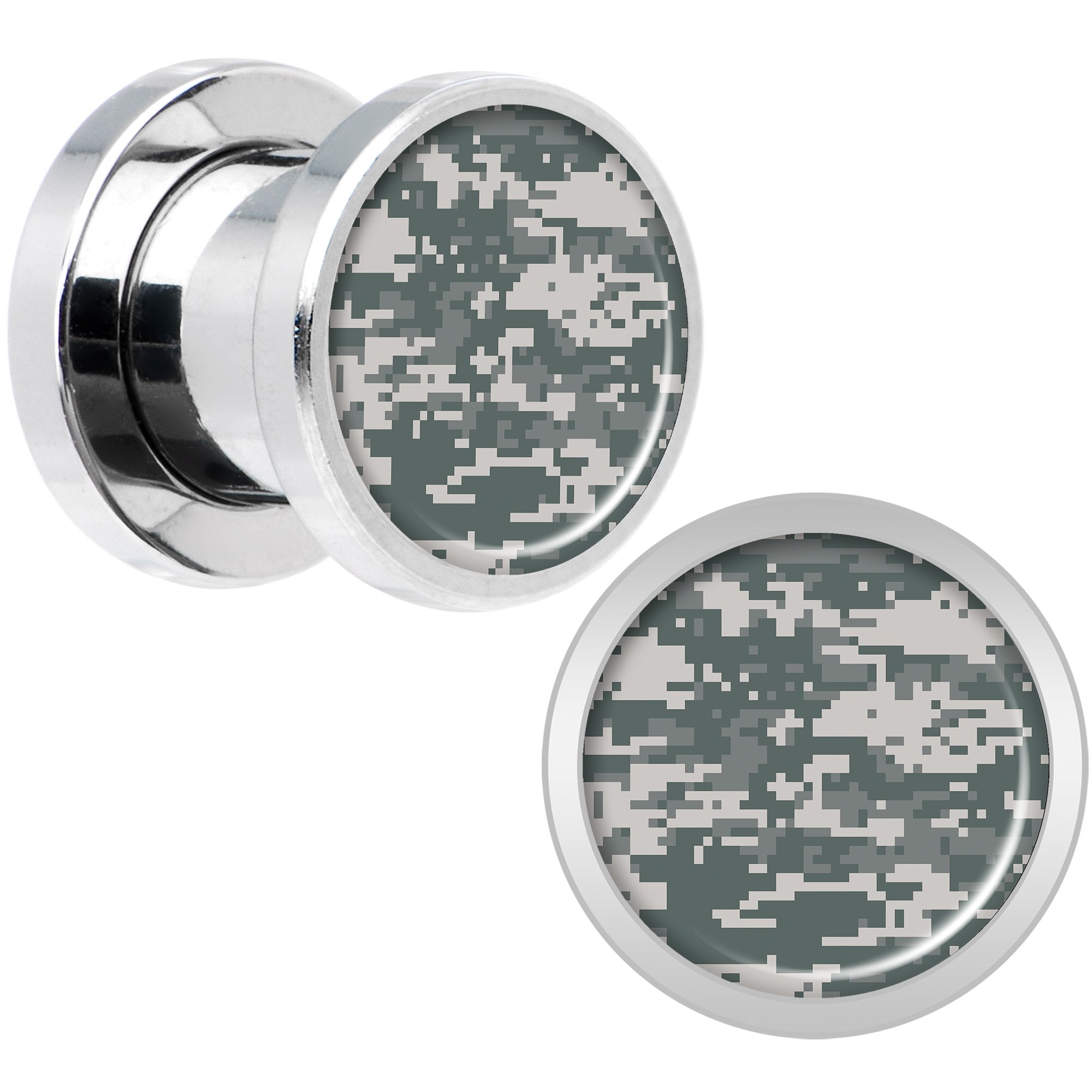 Digital Camo Print Steel Screw Fit Plug Set 0G