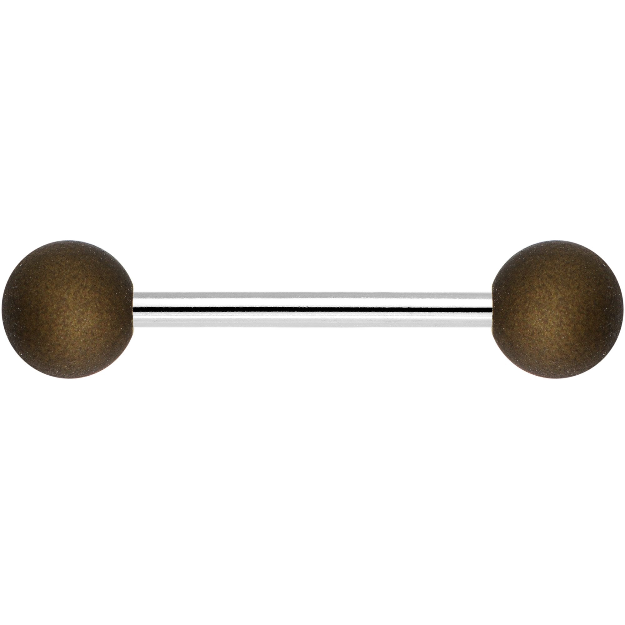 Brown Silicone Coated Acrylic Ball End Barbell Tongue Ring