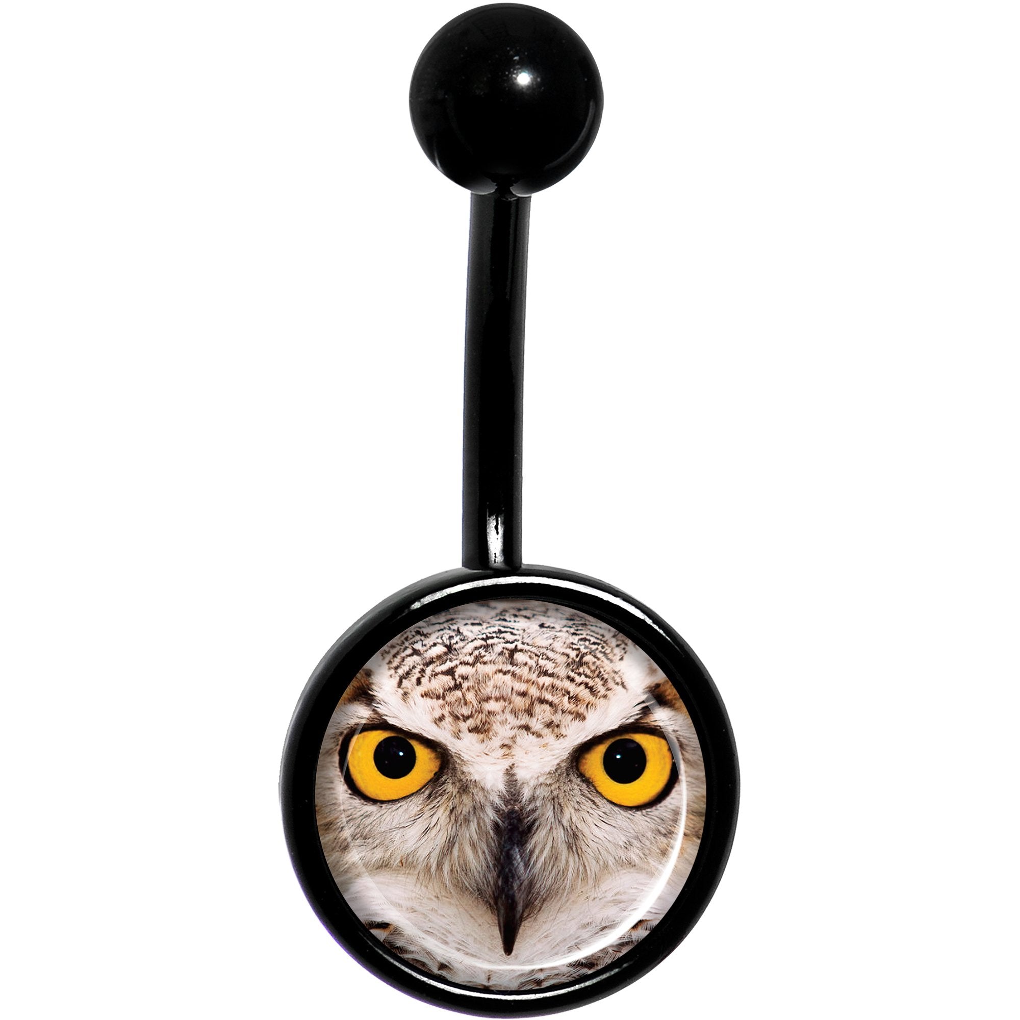 Full Color Owl Black Stainless Steel Belly Ring lightweight comfortable