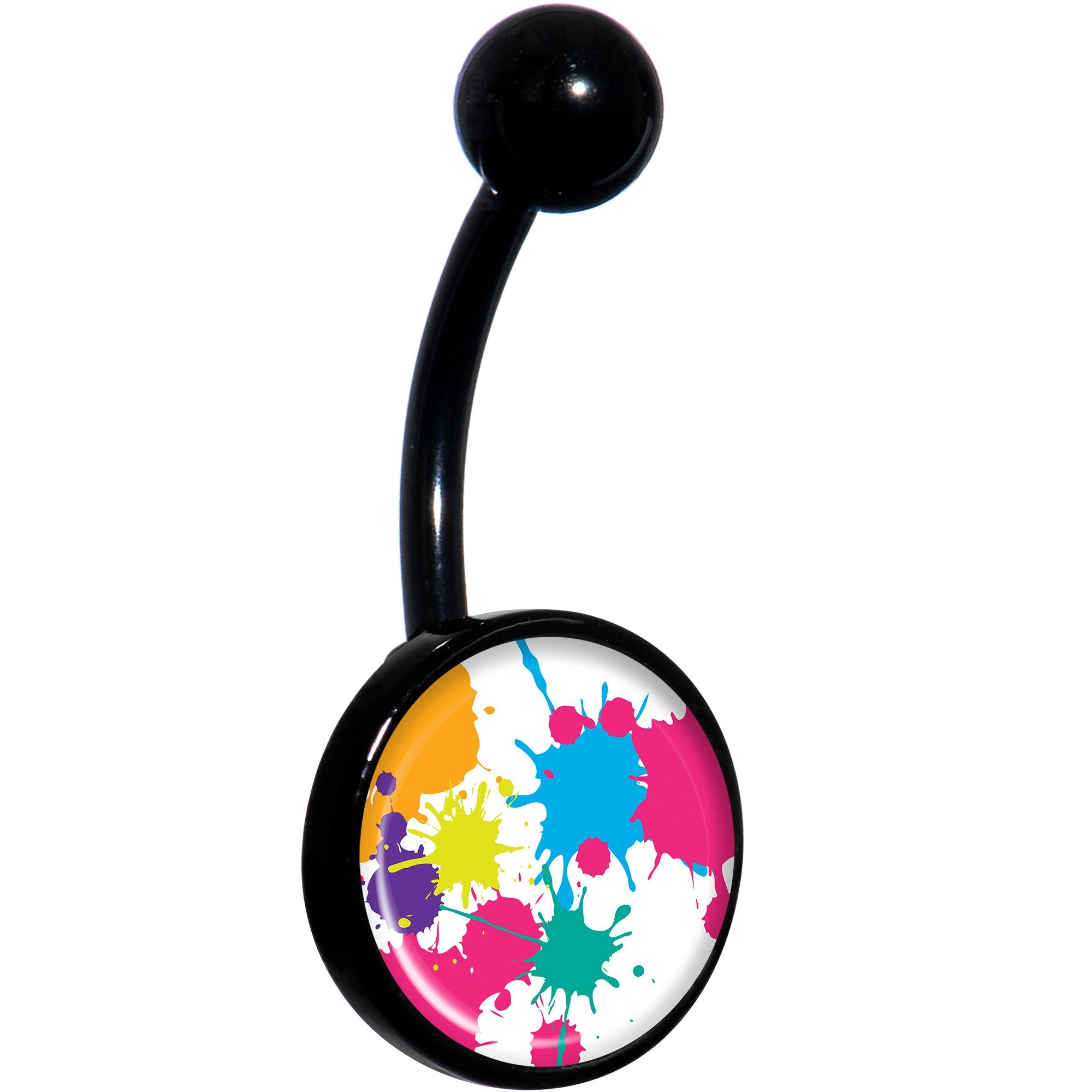 Pink Green Blue Color Splash Black Hypoallergenic Stainless Steel Belly Ring