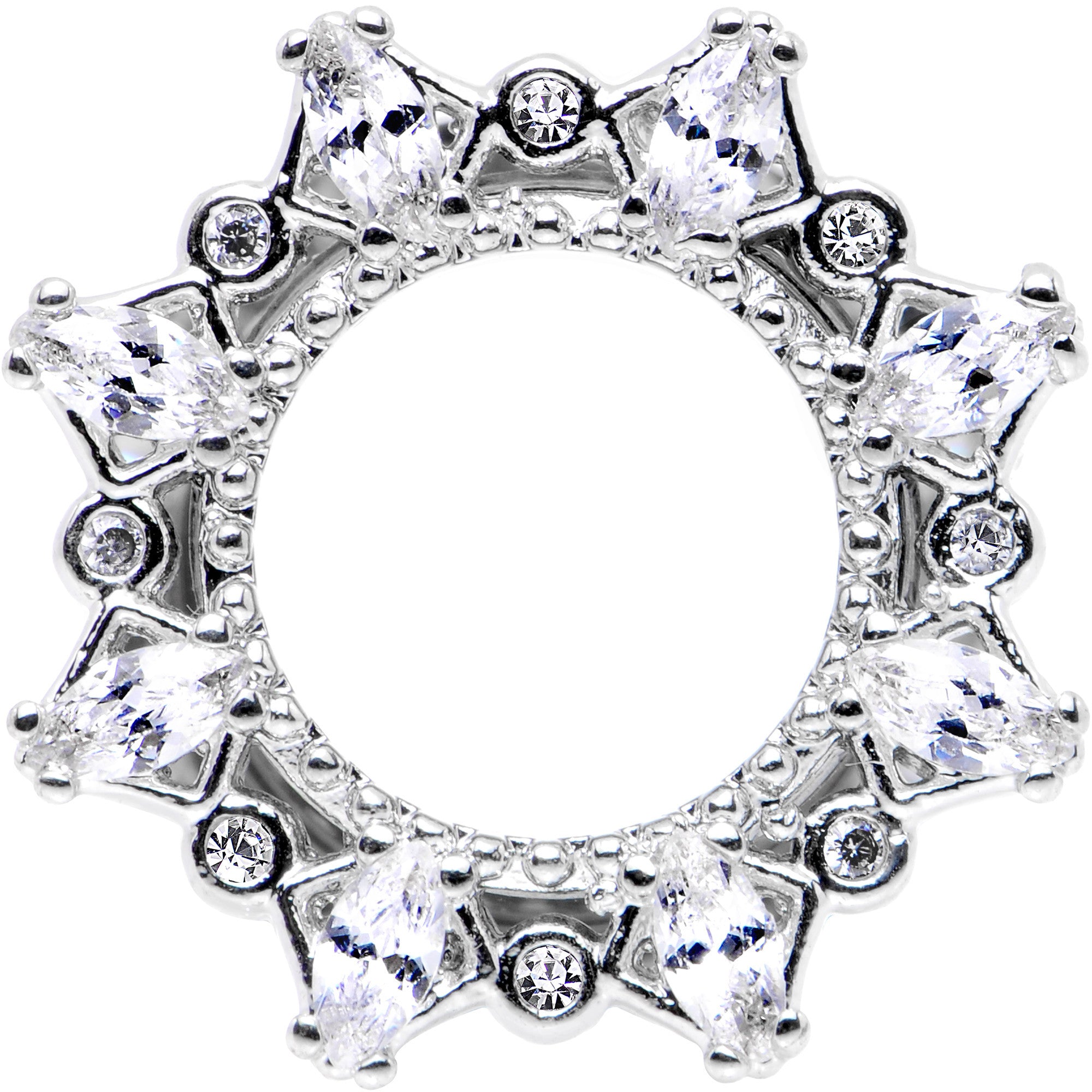 00G Clear Gem Flower Frame Screw Fit Tunnel Plug Set