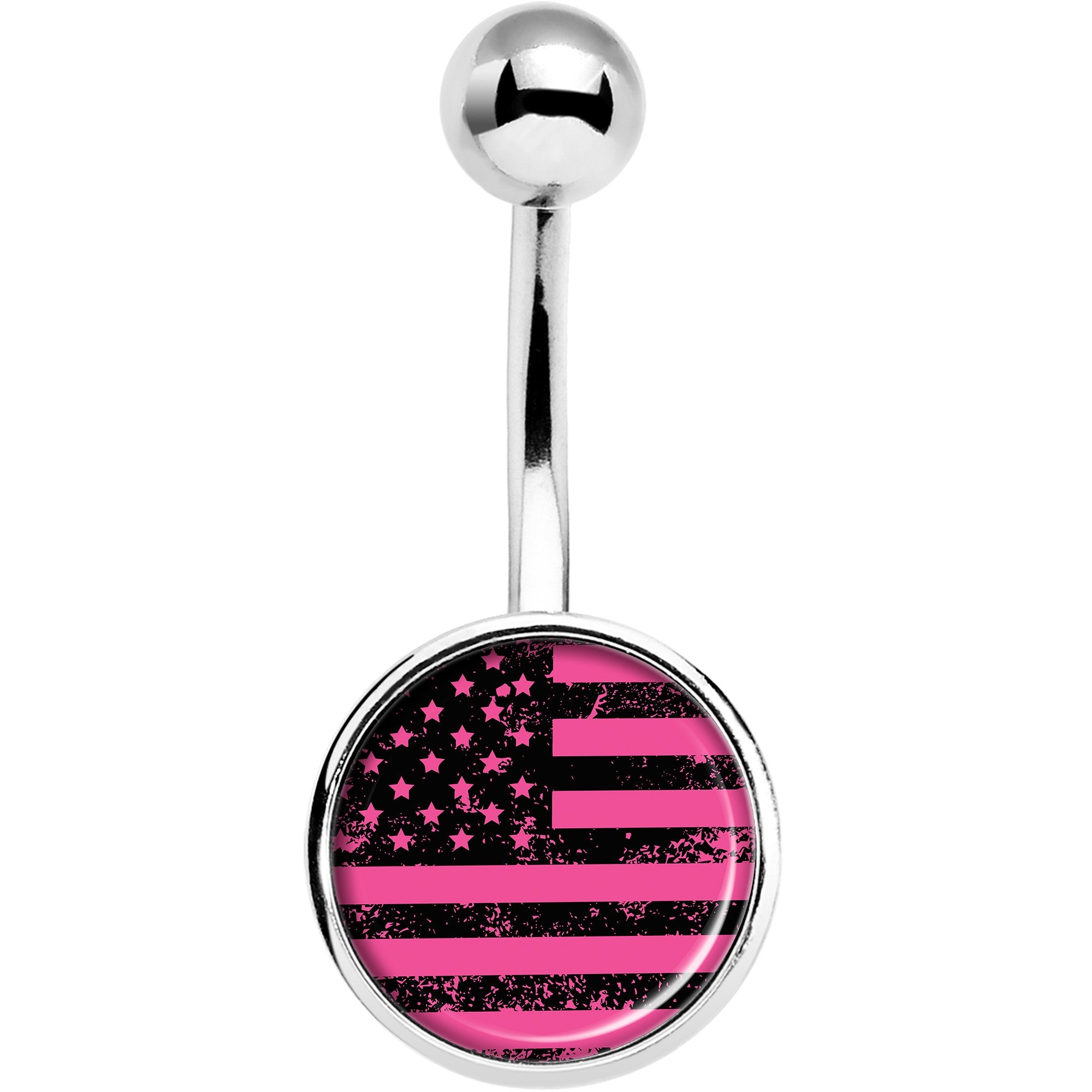 Pink American Flag Stainless Steel Belly Ring lightweight comfortable