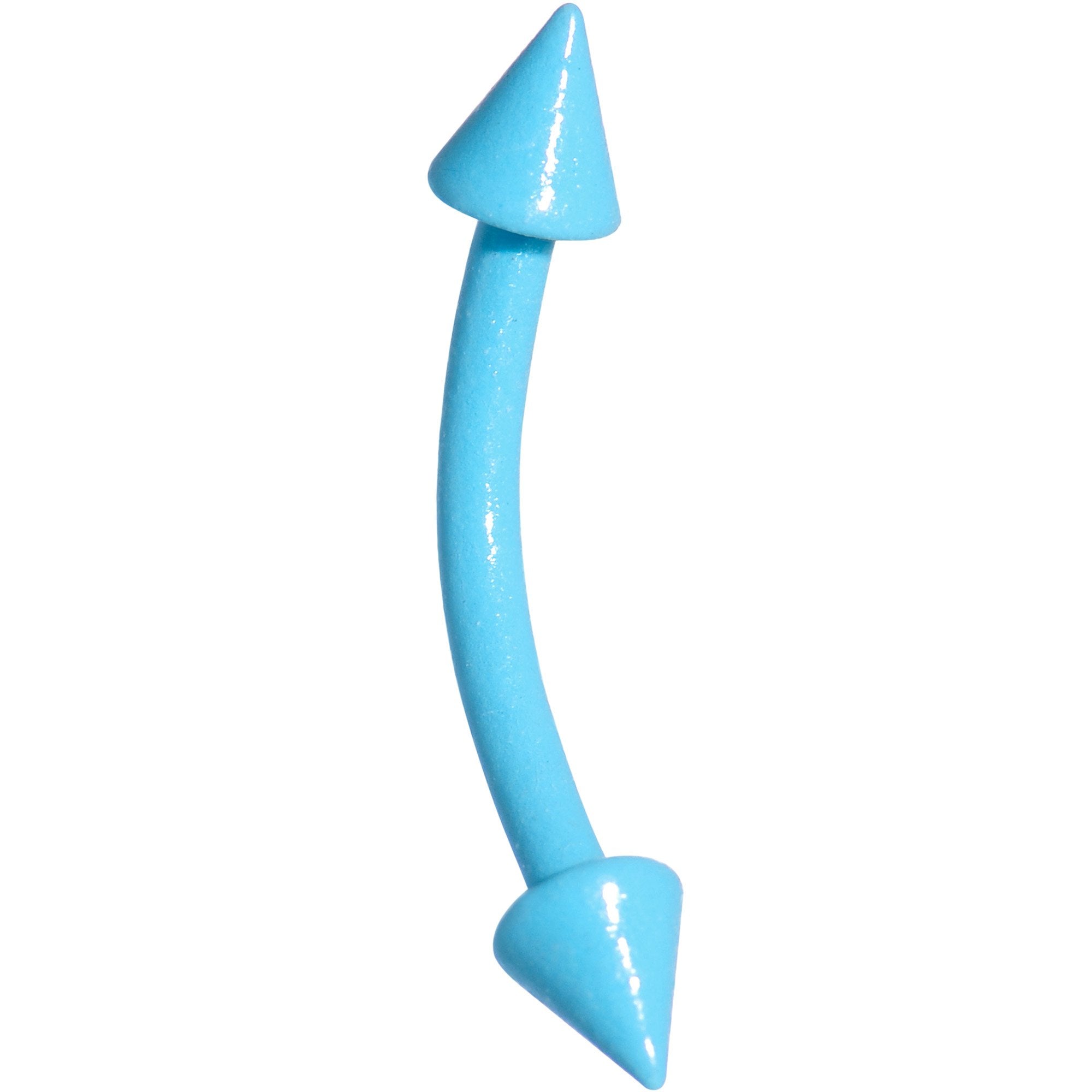 16G 3/8 Sky Blue Glow In The Dark Effect Cone Curved Eyebrow Ring
