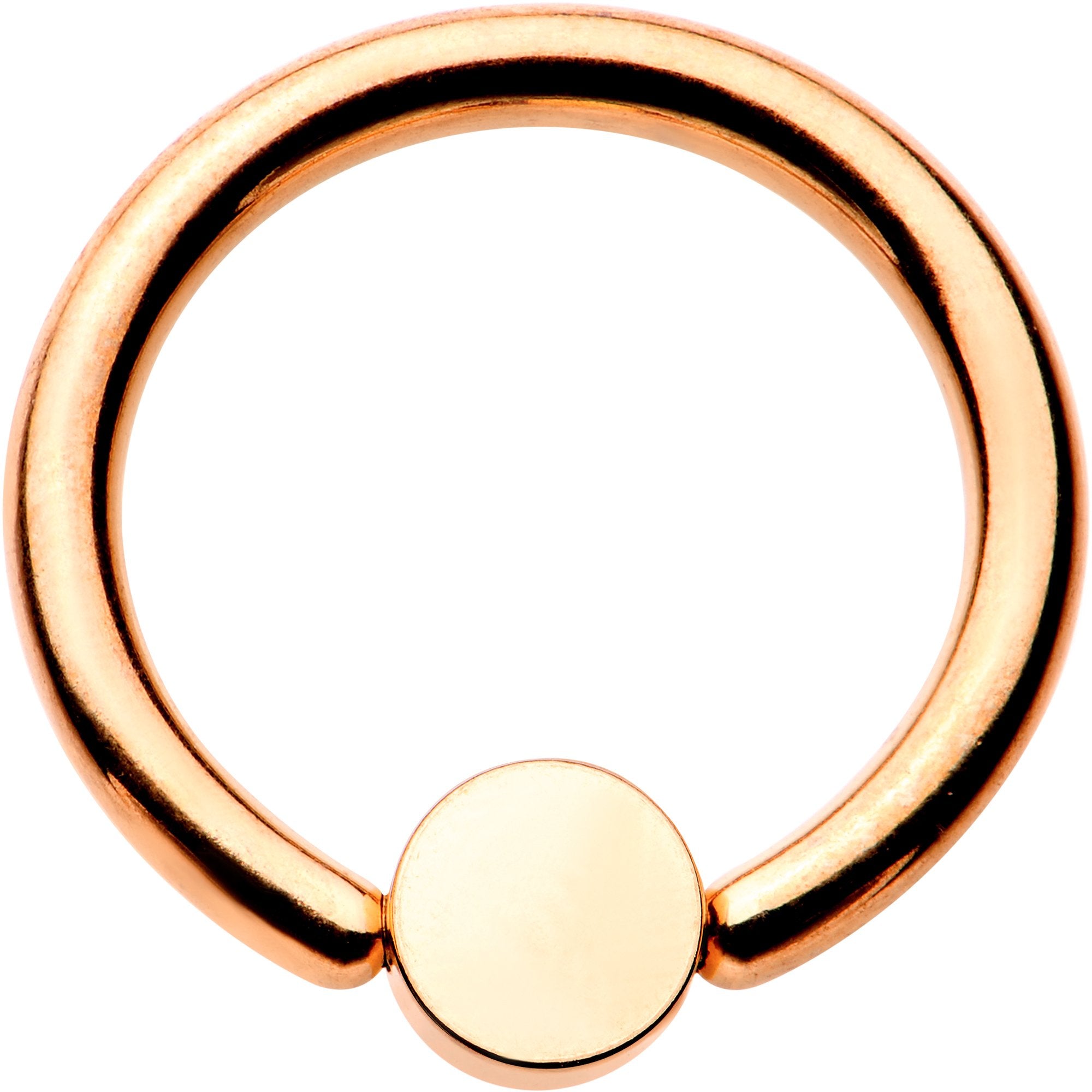 3/8 Purple Faux Opal 4mm Disc Rose Gold IP BCR Captive Ring