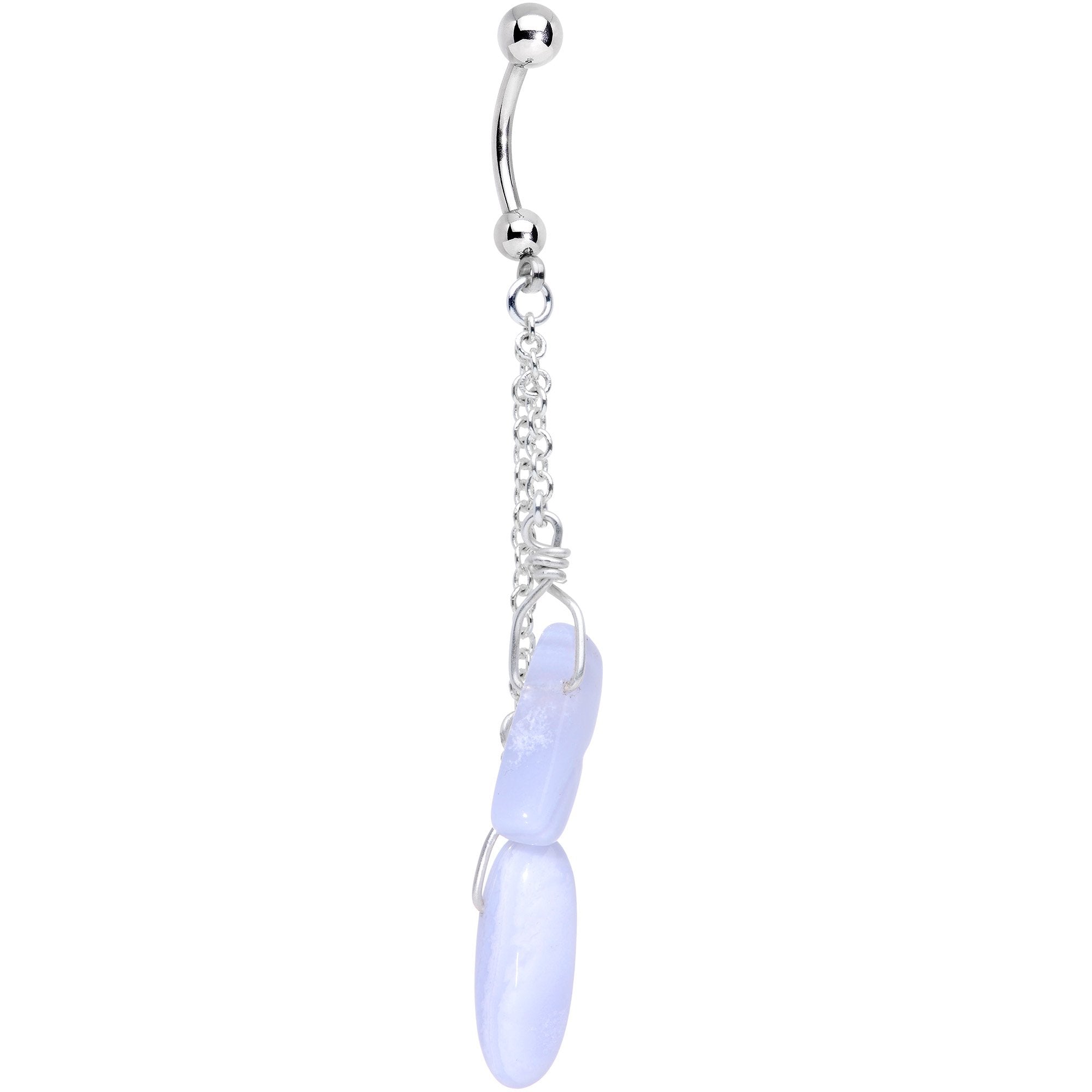 Handcrafted Blue Lace Agate Reversible Dangle Belly Ring