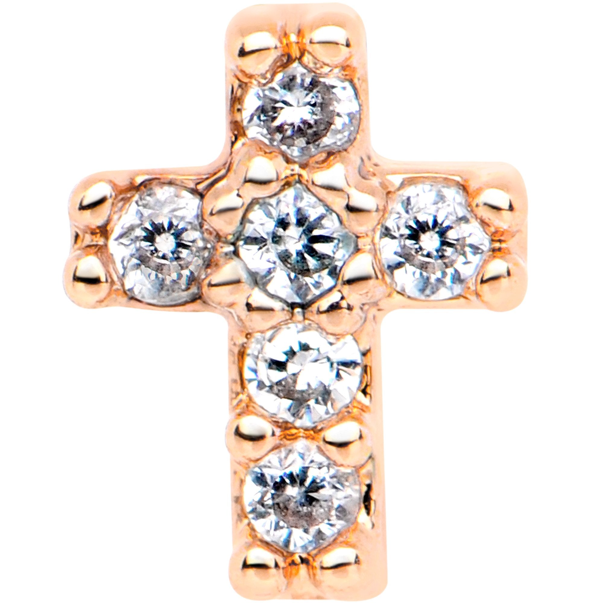 5/16 Clear CZ Rose Gold Tone Internally Threaded Cross Labret Monroe