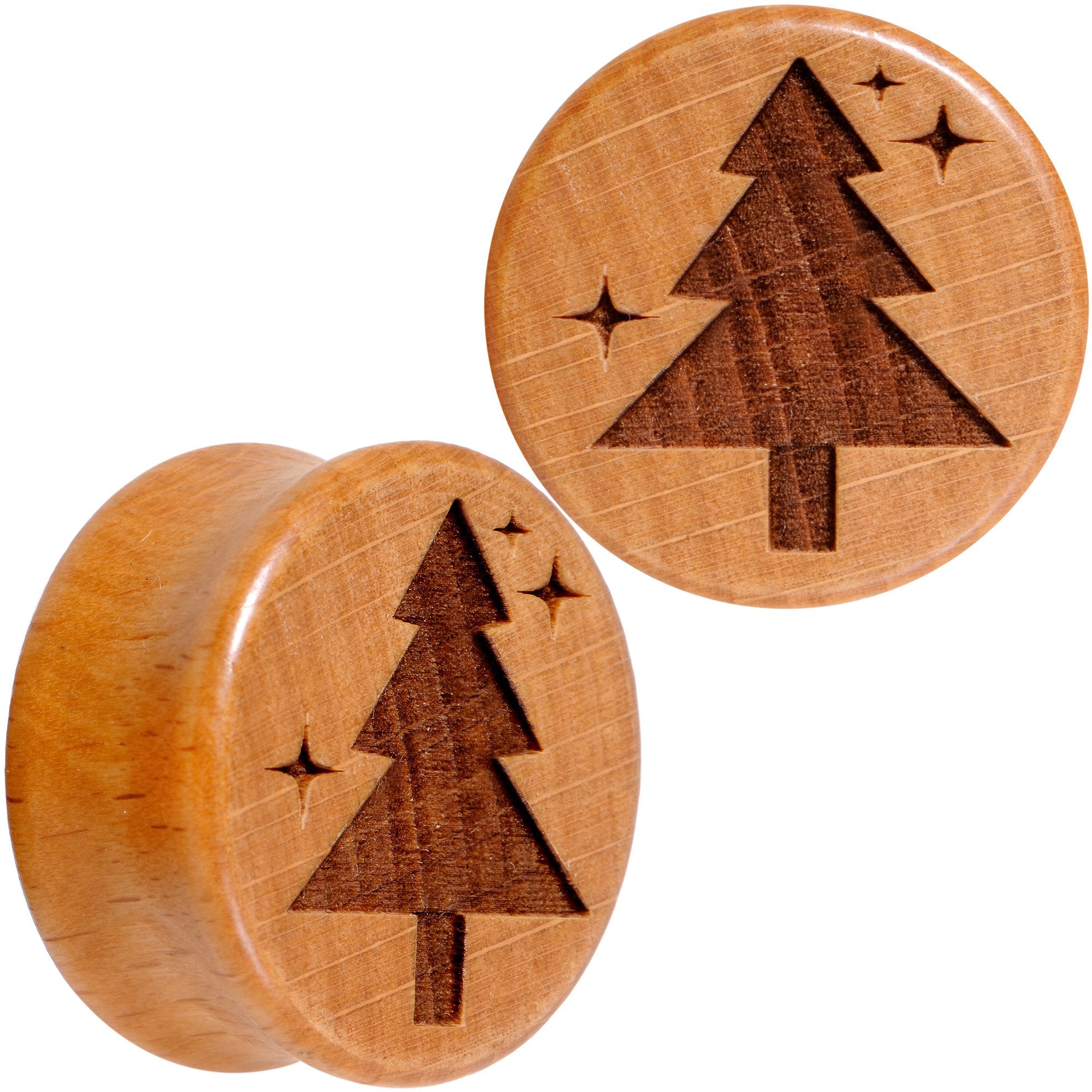 Organic Beechwood Christmas Tree Saddle Plug Set Sizes 8mm to 25mm