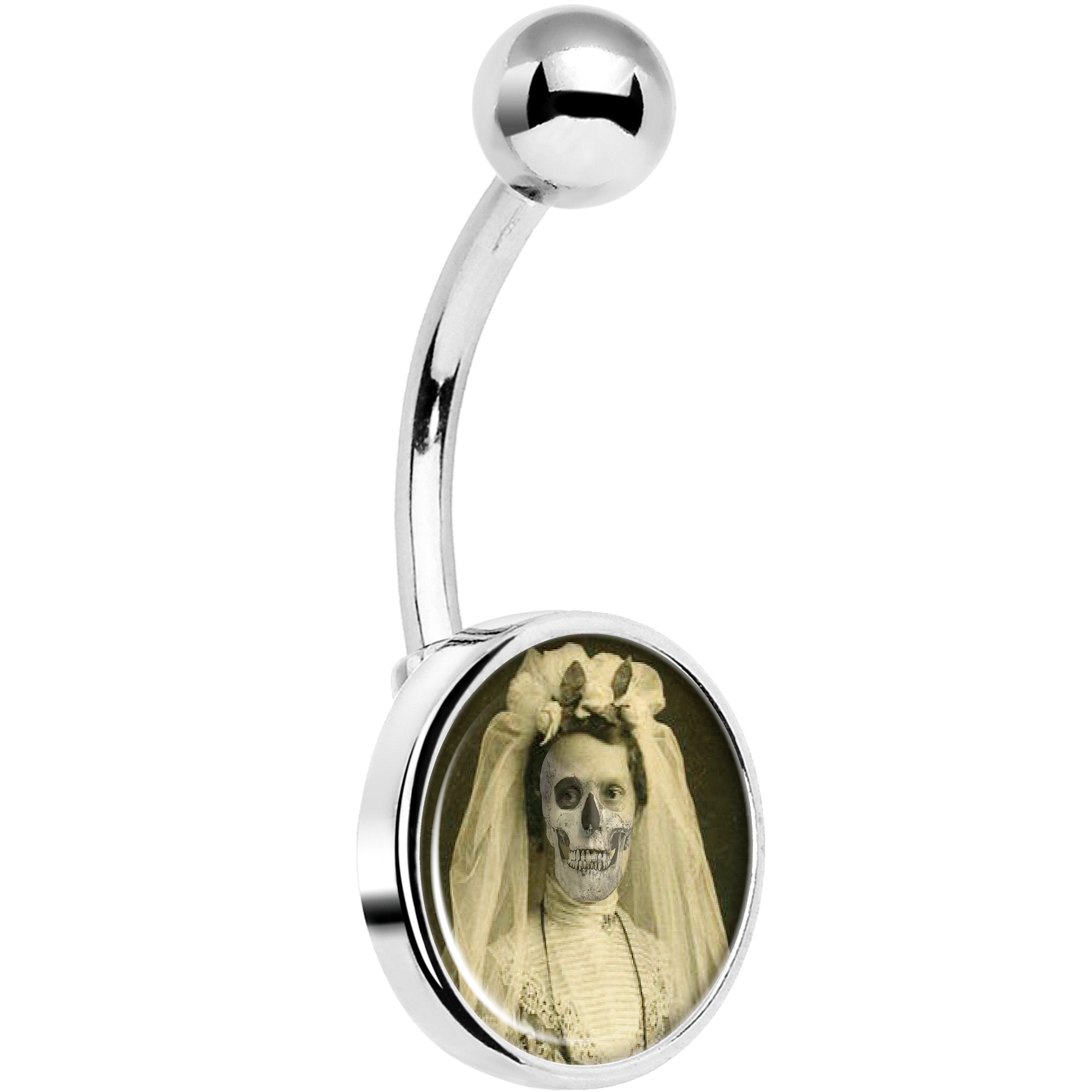 Skeleton Bride Halloween Hypoallergenic Stainless Steel Belly Ring