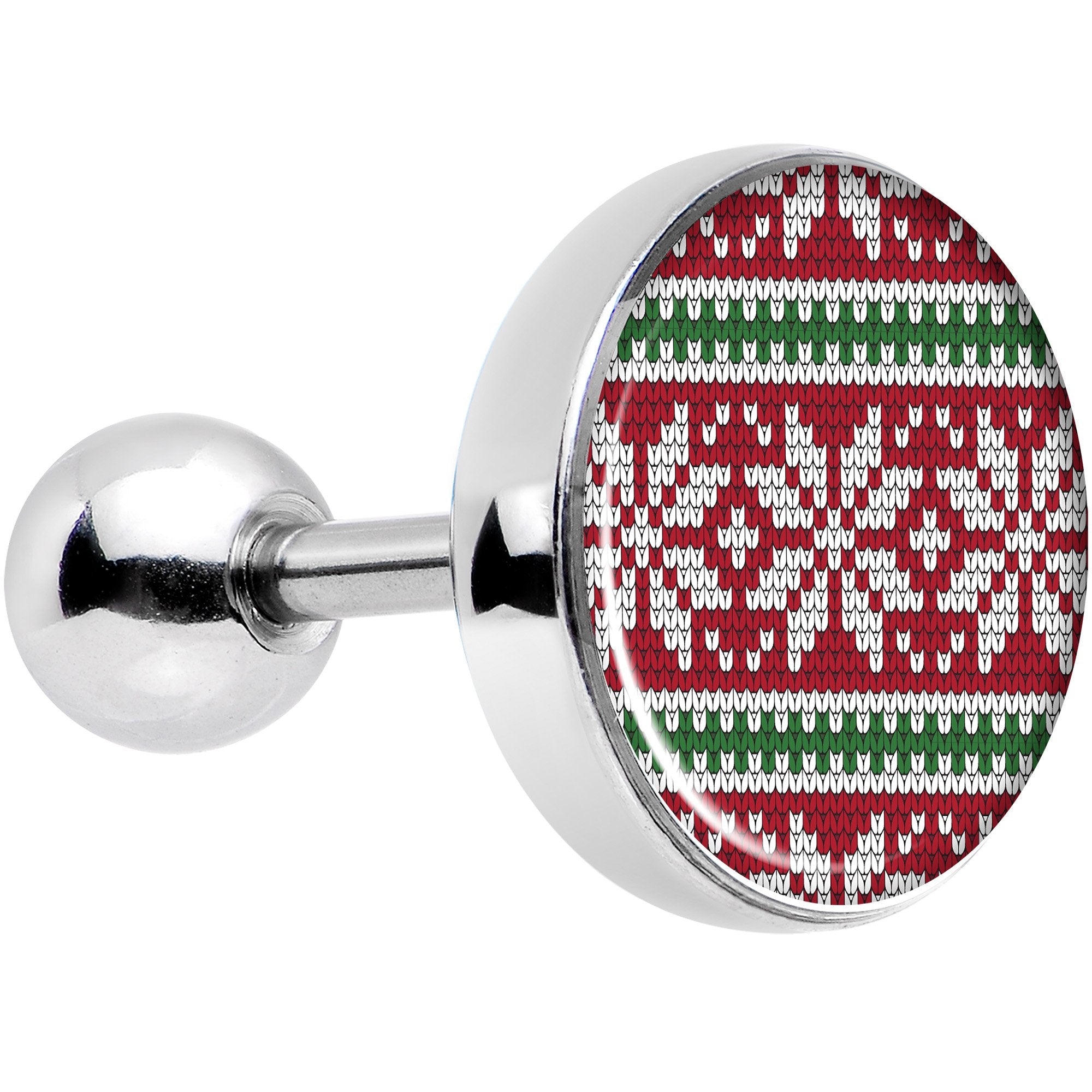 16G 1/4 Red Green Christmas Sweater Tragus Cartilage Earring