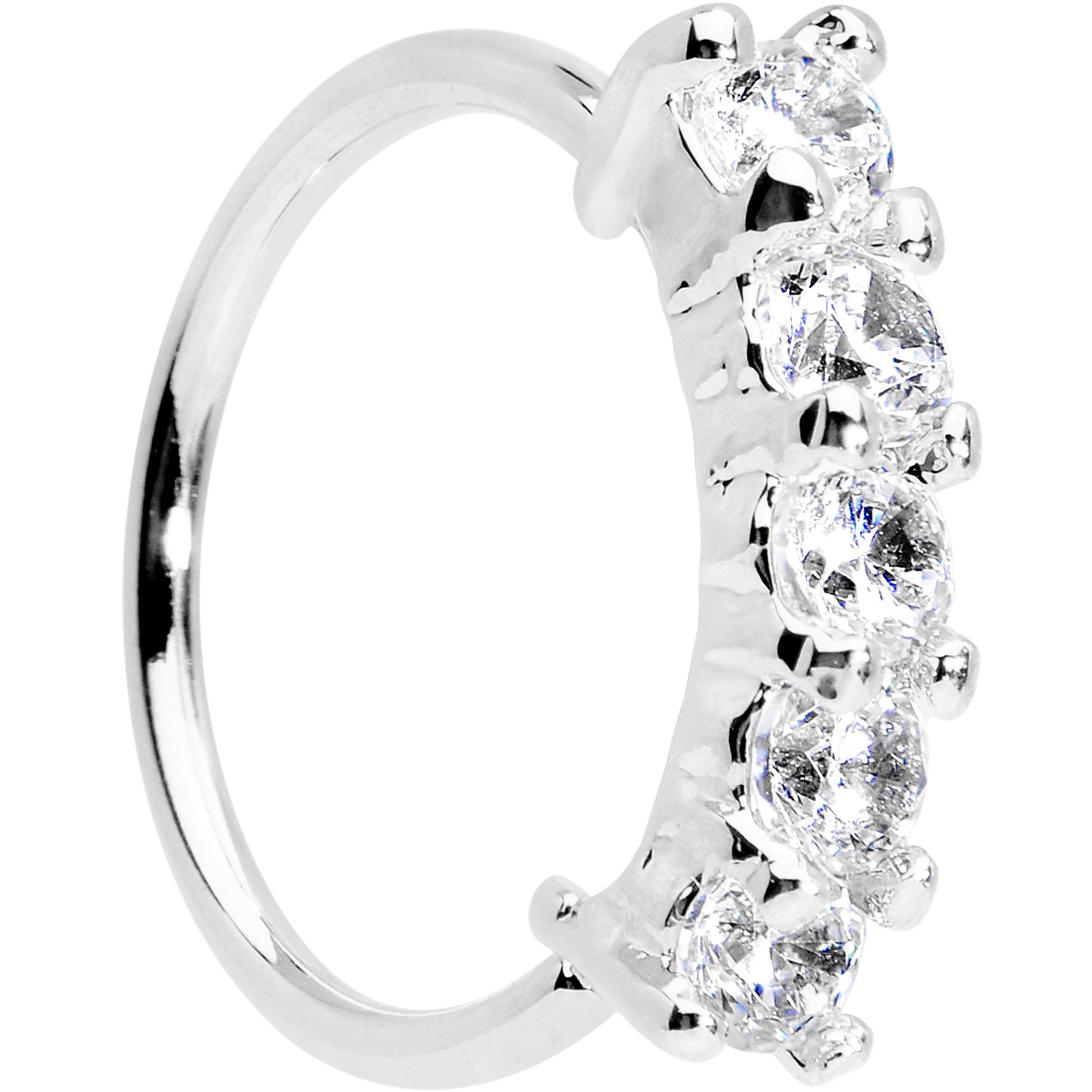 20G 5/16 Clear CZ Quintet Seamless Circular Ring