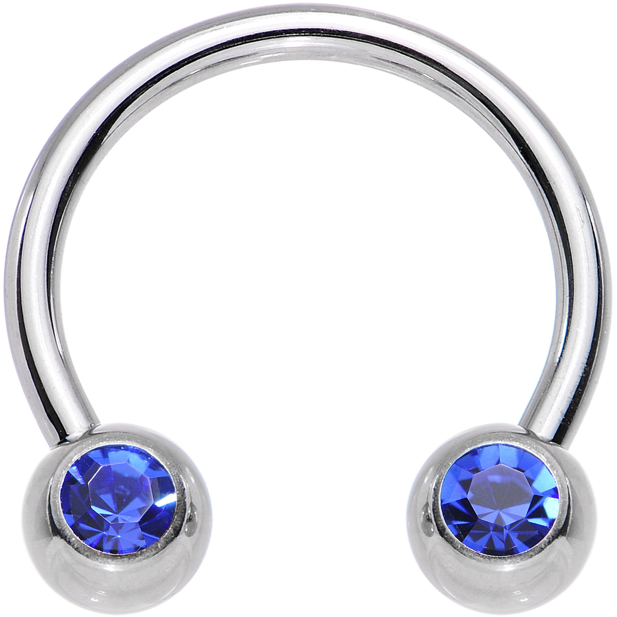 16G 3/8 4mm Blue Gem Horseshoe Circular Barbell