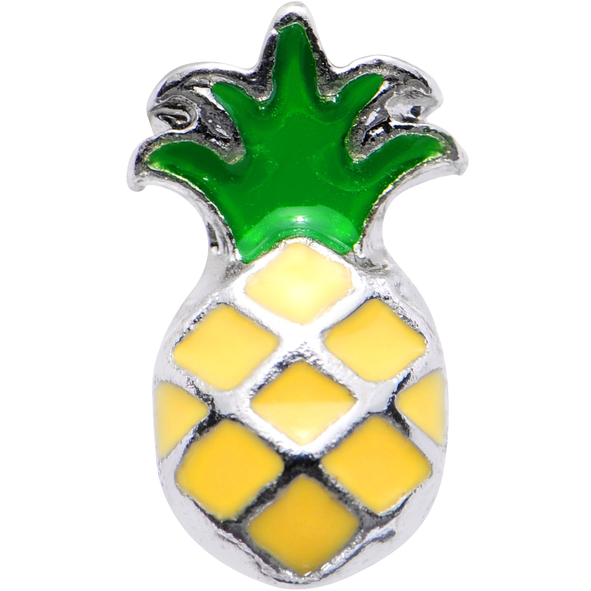 16G 1/4 Steel Yellow Green Pineapple Tragus Cartilage Earring