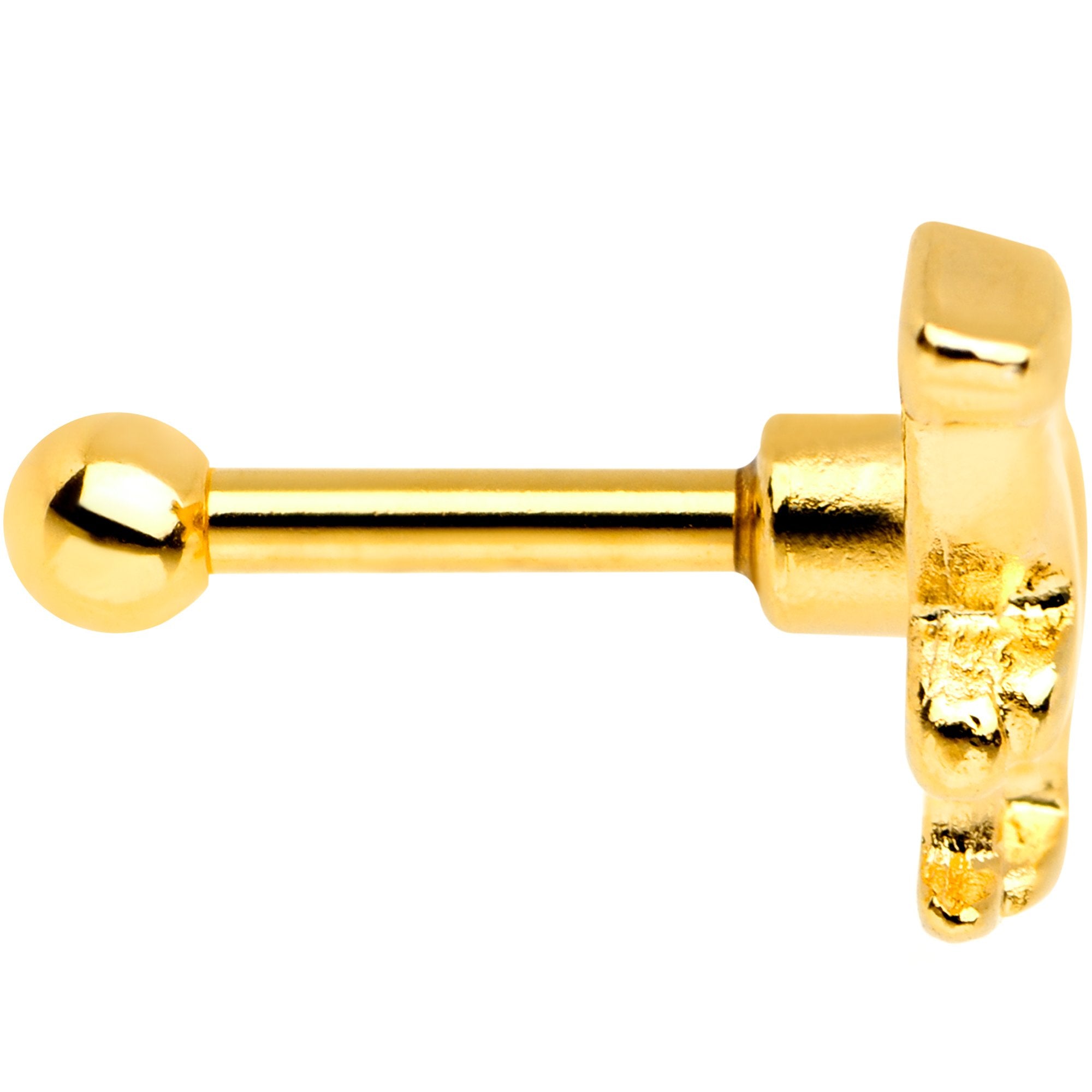 16G 1/4 Gold PVD Dangerous Dinosaur Tragus Cartilage Earring